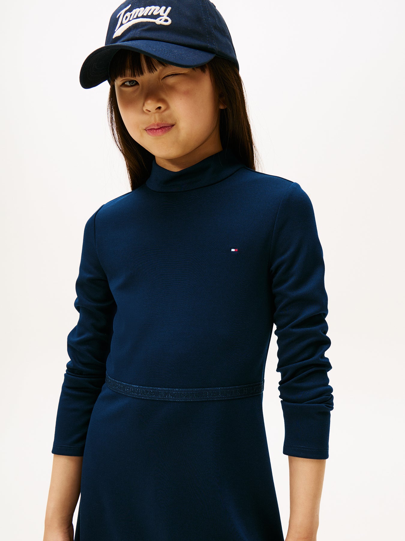 Kids’ Sparkle Logo Mock Neck Skater Dress