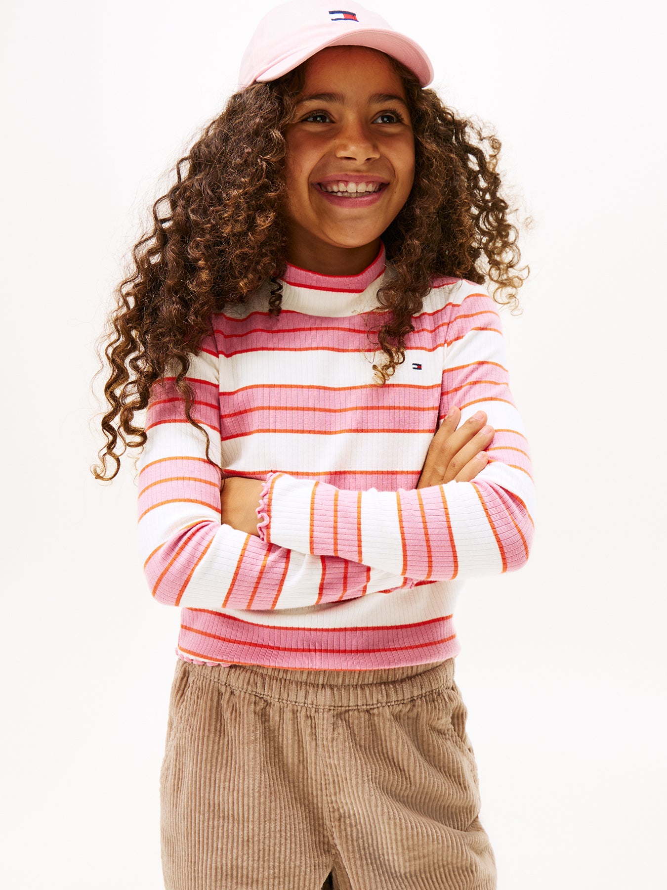 Pink Ribbed Slim Mock Neck Top