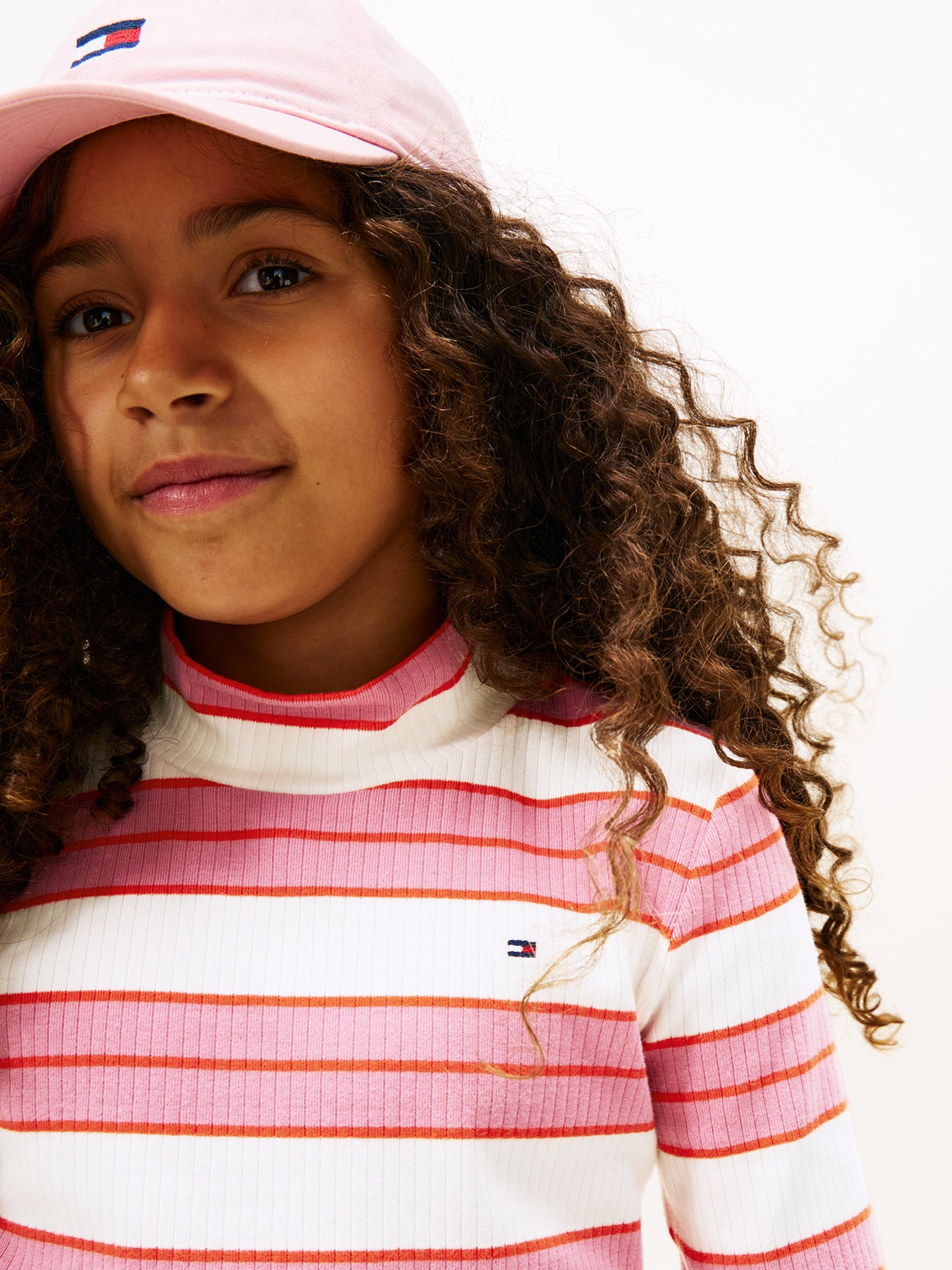 Pink Ribbed Slim Mock Neck Top