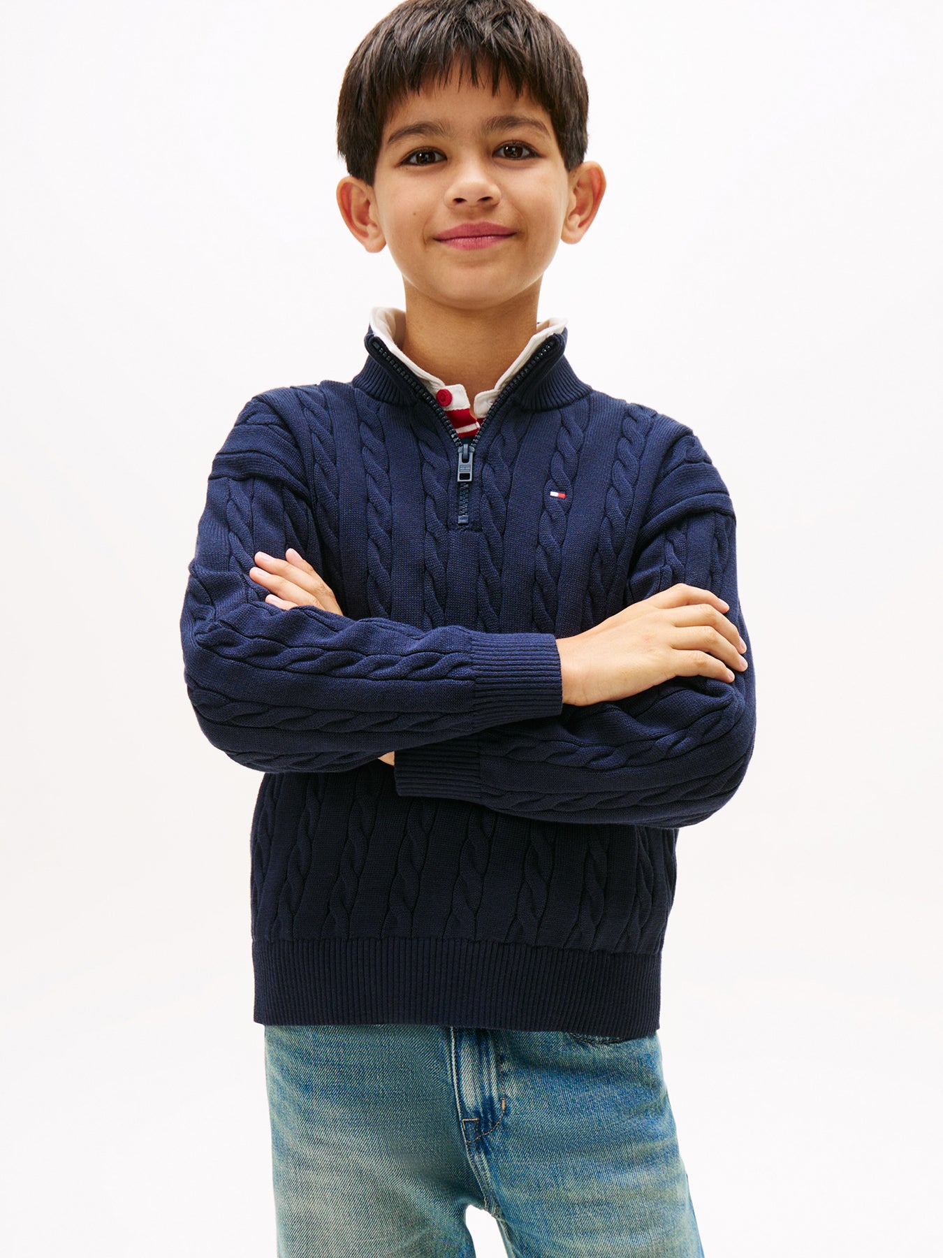 Kids’ Half-Zip Cable Knit Jumper