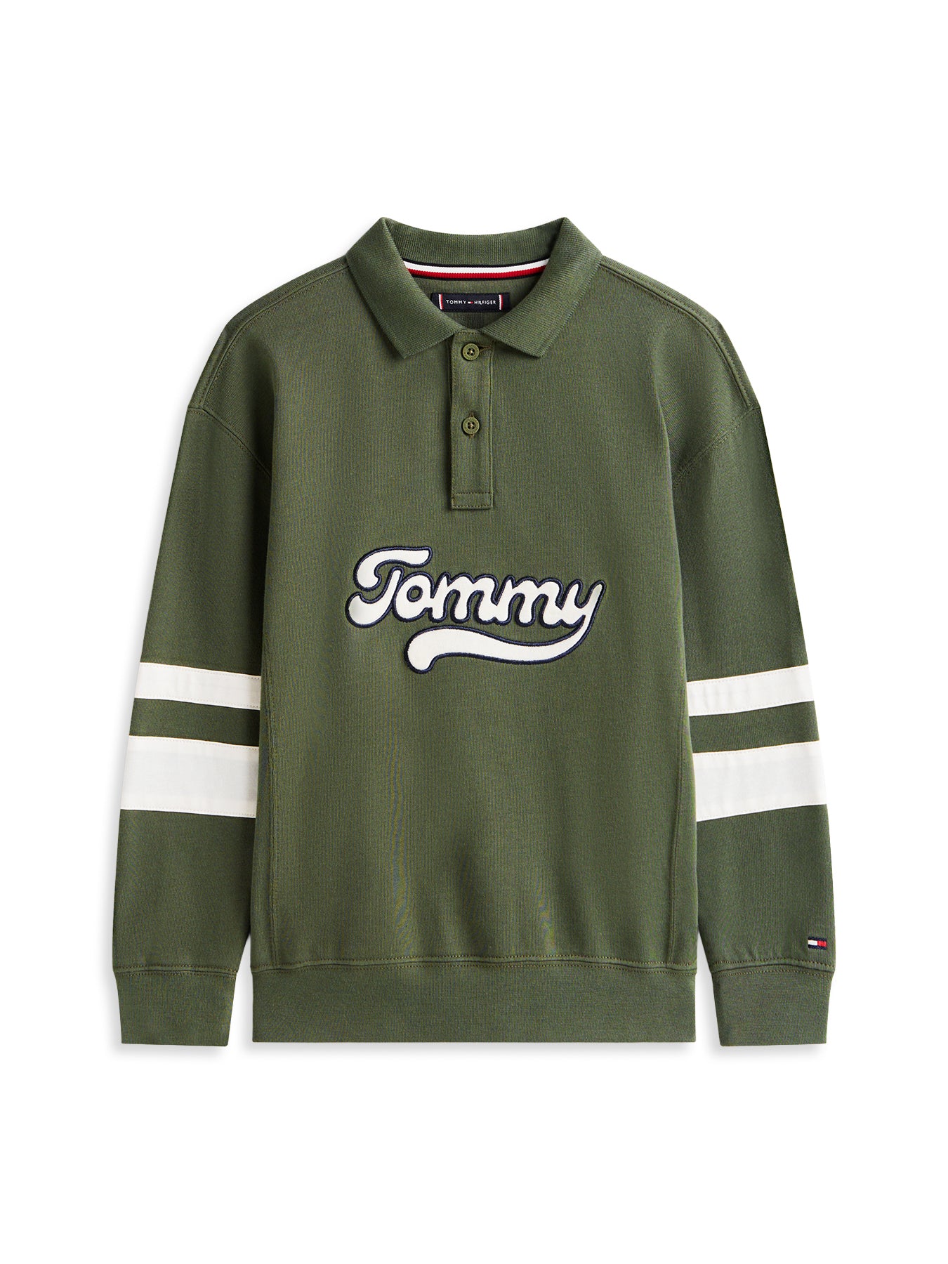 Kids’ Varsity Appliqué Long Sleeve Polo Shirt Green