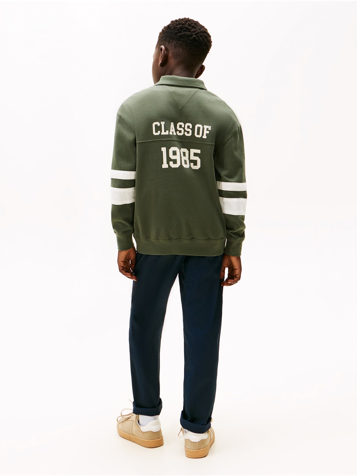 Kids’ Varsity Appliqué Long Sleeve Polo Shirt Green