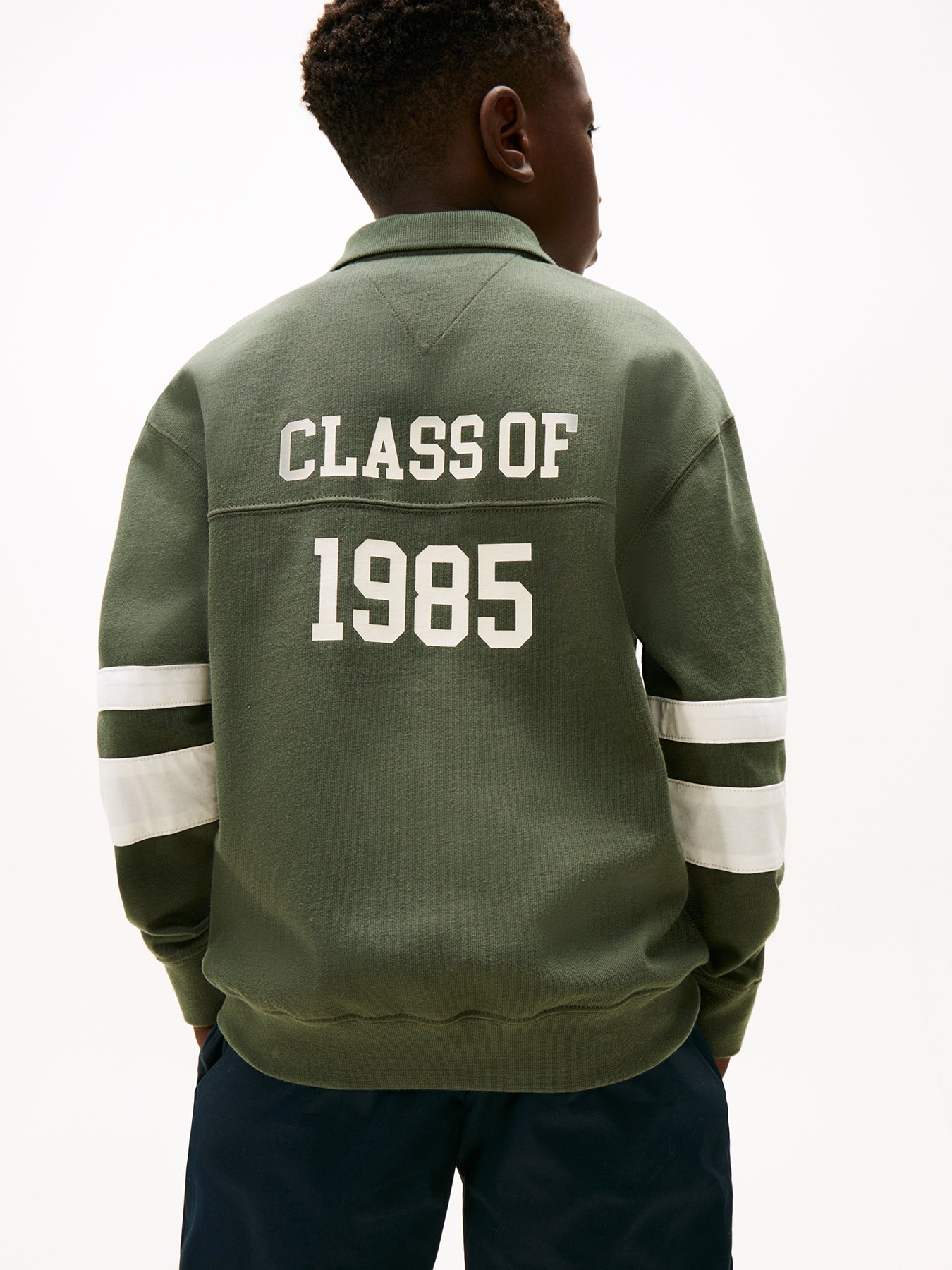Kids’ Varsity Appliqué Long Sleeve Polo Shirt Green