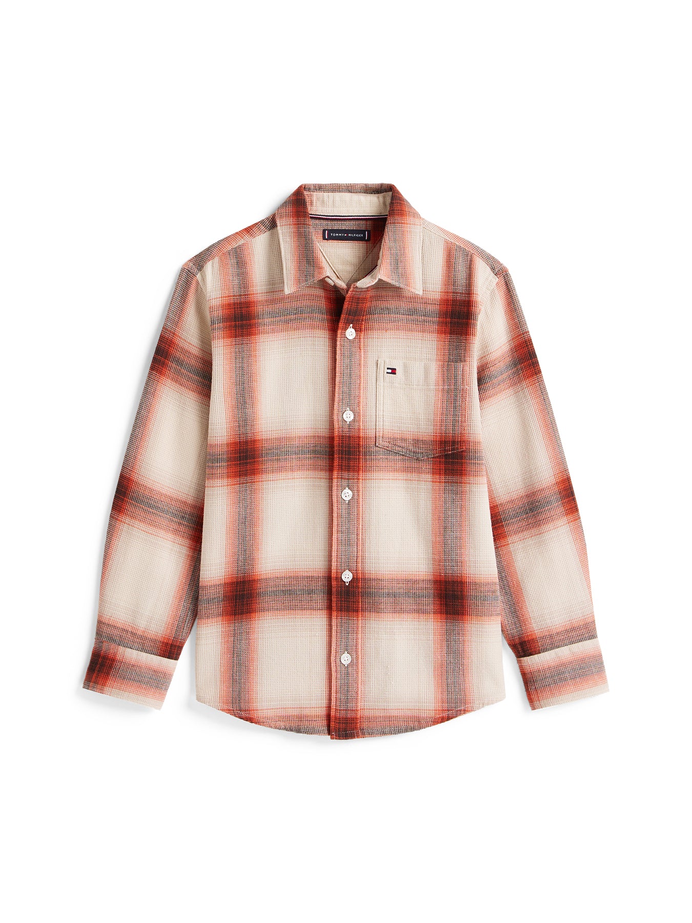 Kids' Waffle Knit Check Shirt Brown