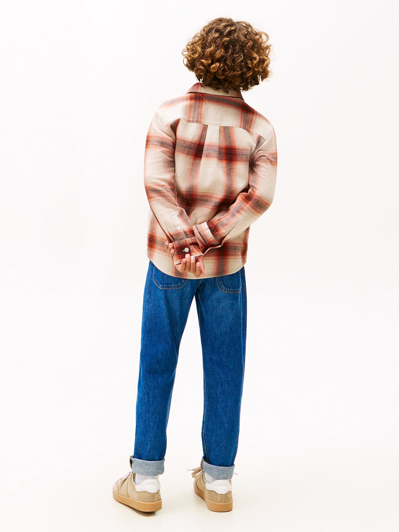 Kids' Waffle Knit Check Shirt Brown