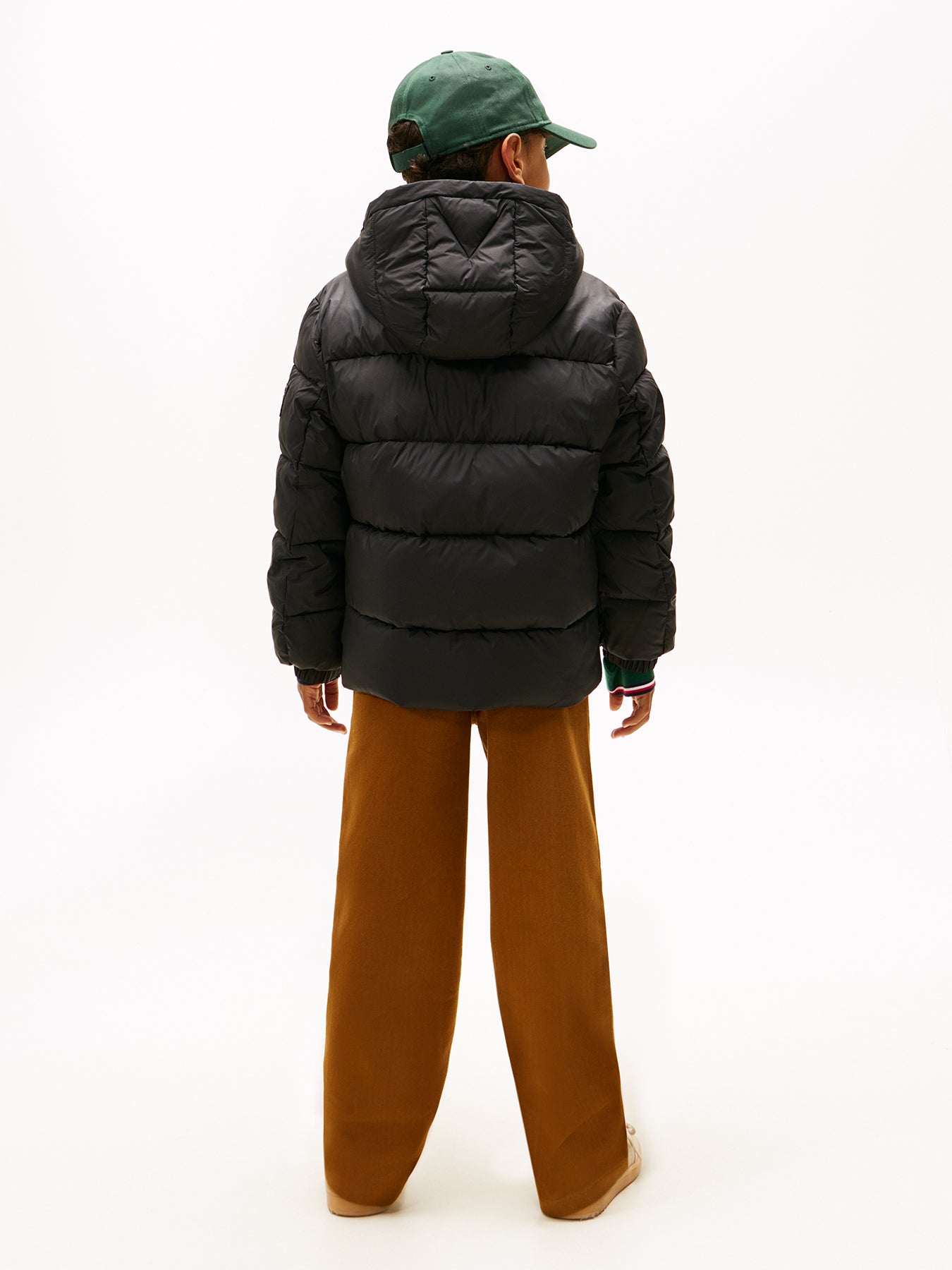 Kids' Mixed Texture Hooded Puffer Jacket Black