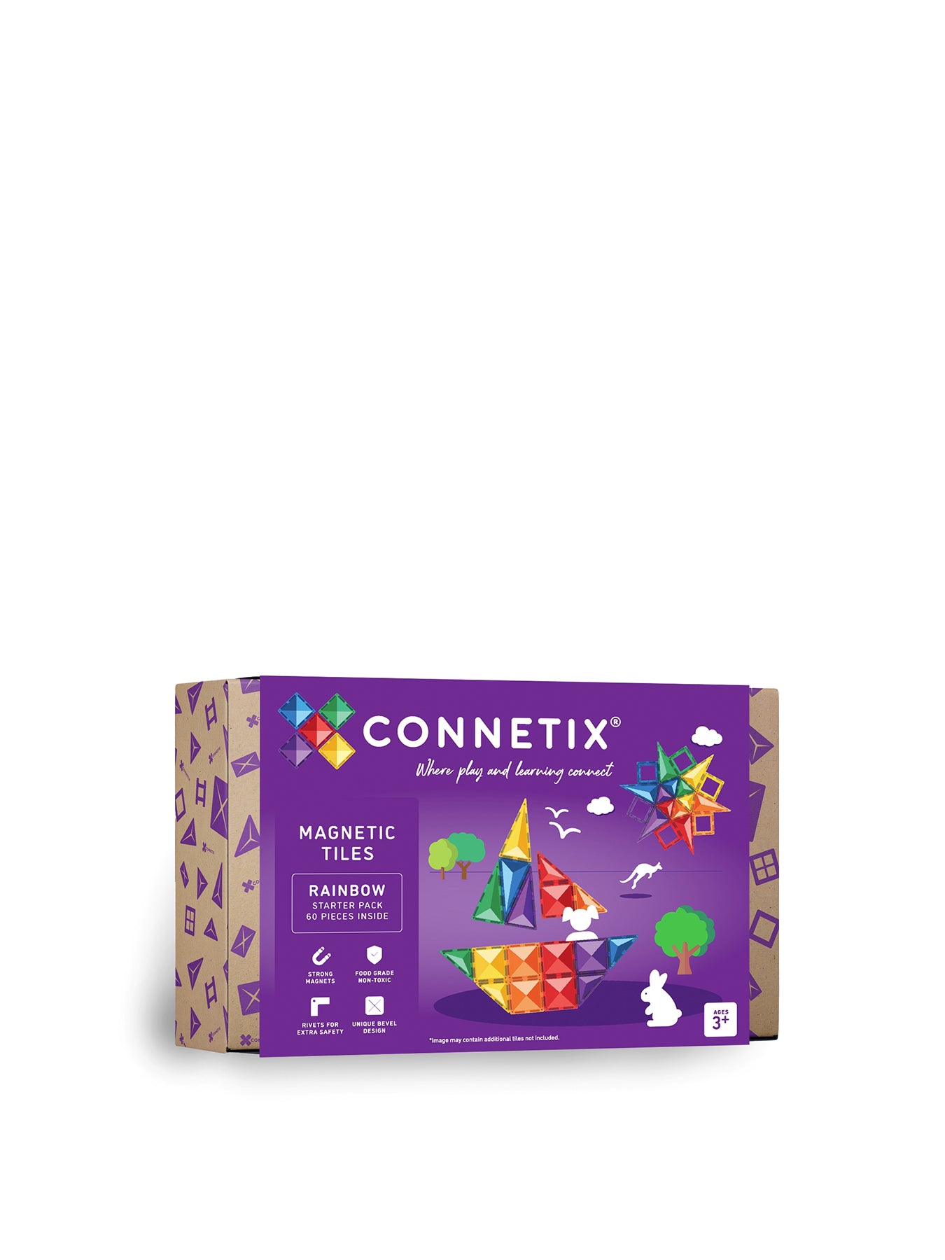 Rainbow Starter Magnetic Tile Set 60-Piece