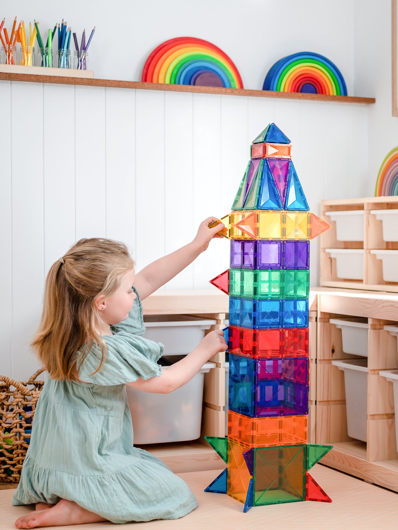 Rainbow Creative Magnetic Tile Set 102-Piece