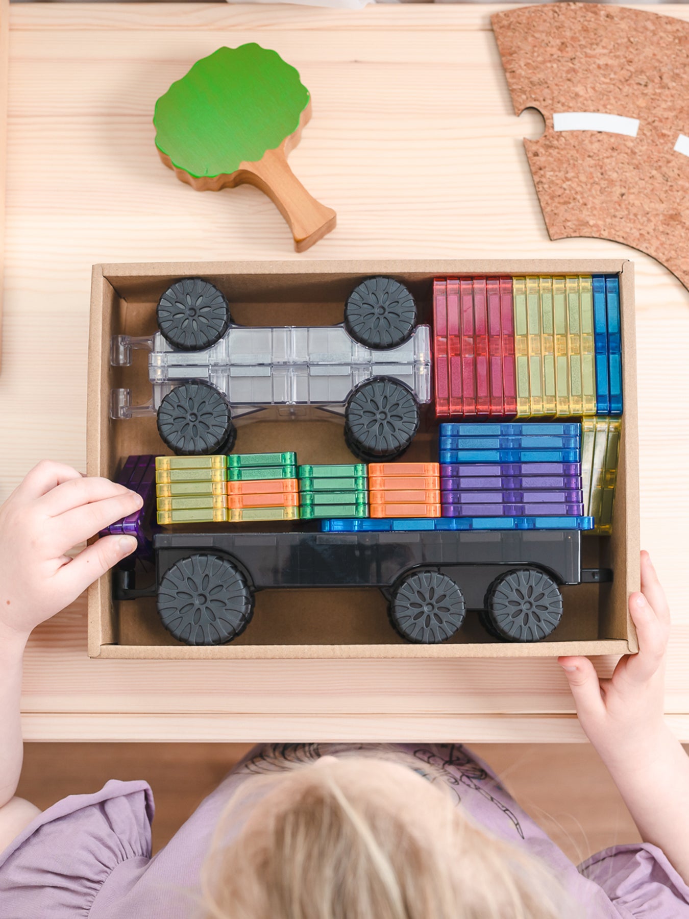 Rainbow Transport Magnetic Tile Set