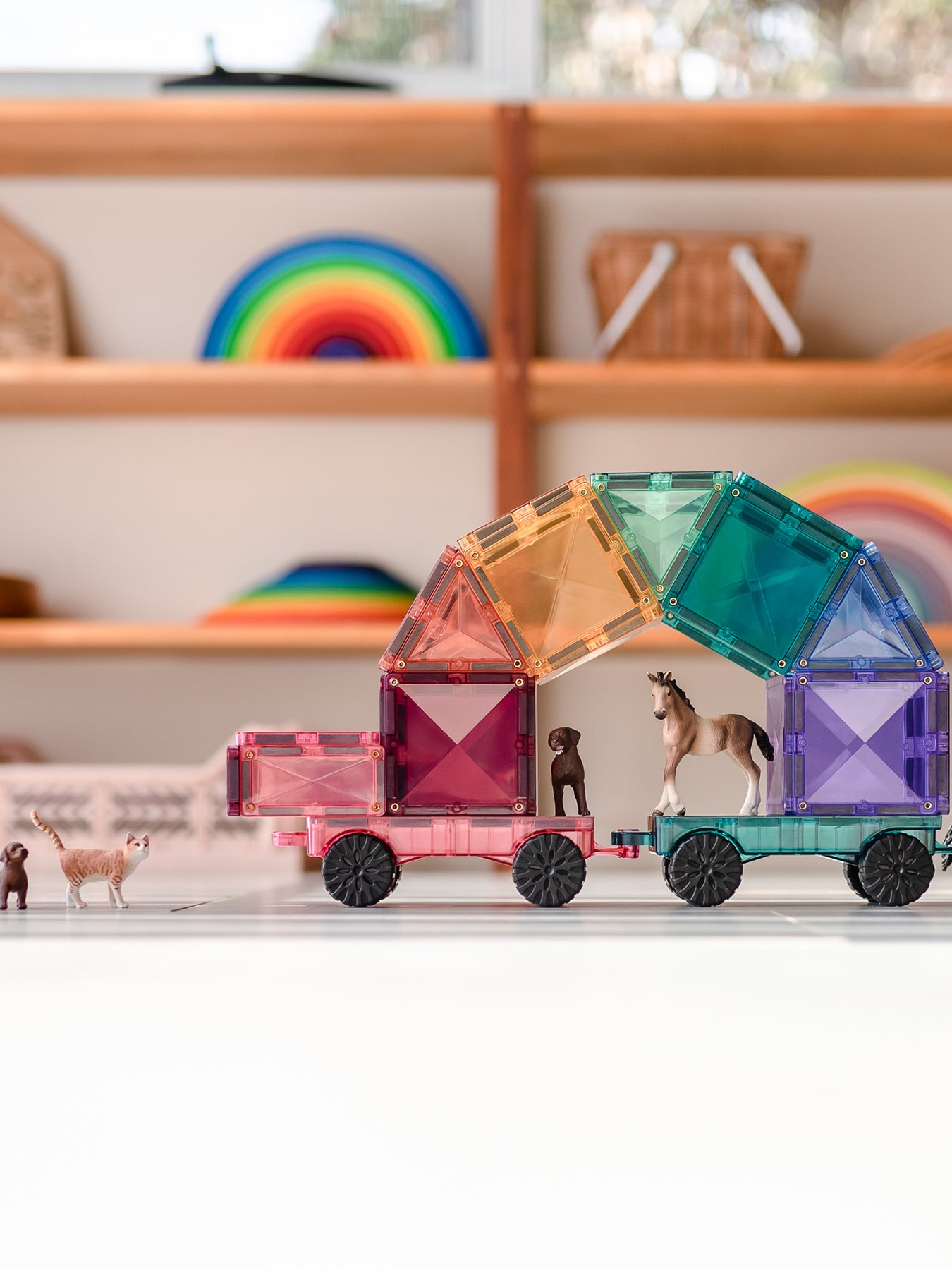 Pastel Ball Run Magnetic Tile Set