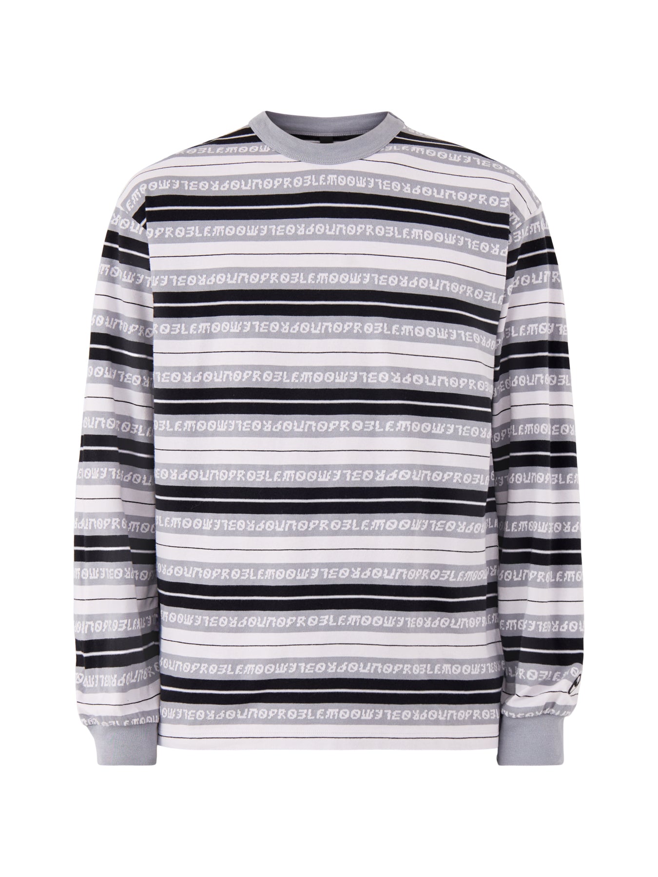 Jacquard Stripe Long Sleeve T-Shirt Black
