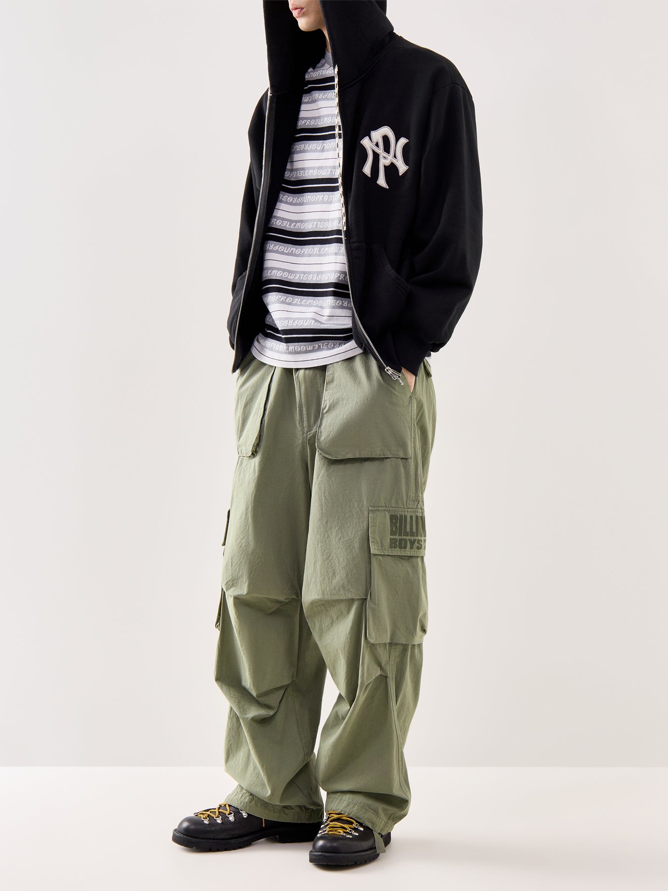 Jacquard Stripe Long Sleeve T-Shirt Black