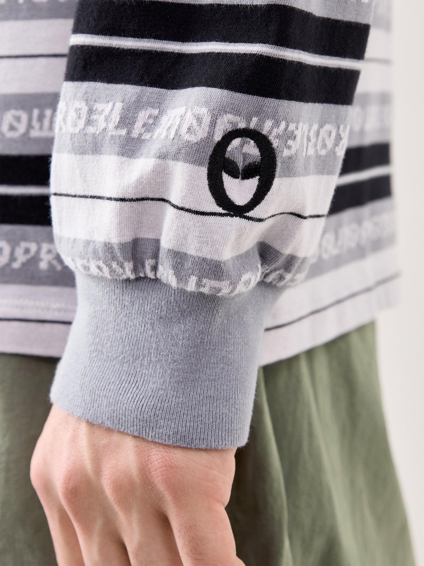 Jacquard Stripe Long Sleeve T-Shirt Black