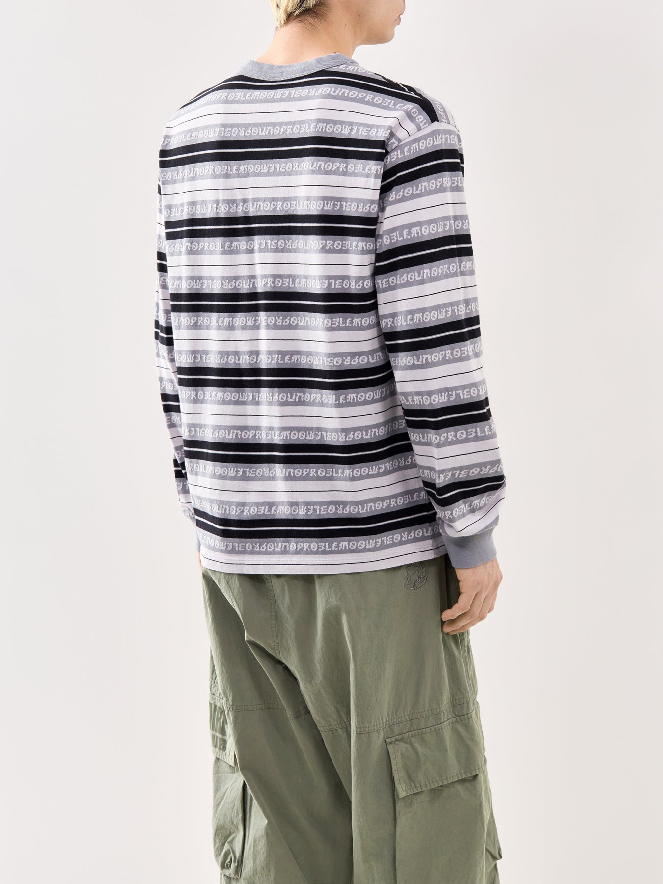 Jacquard Stripe Long Sleeve T-Shirt Black