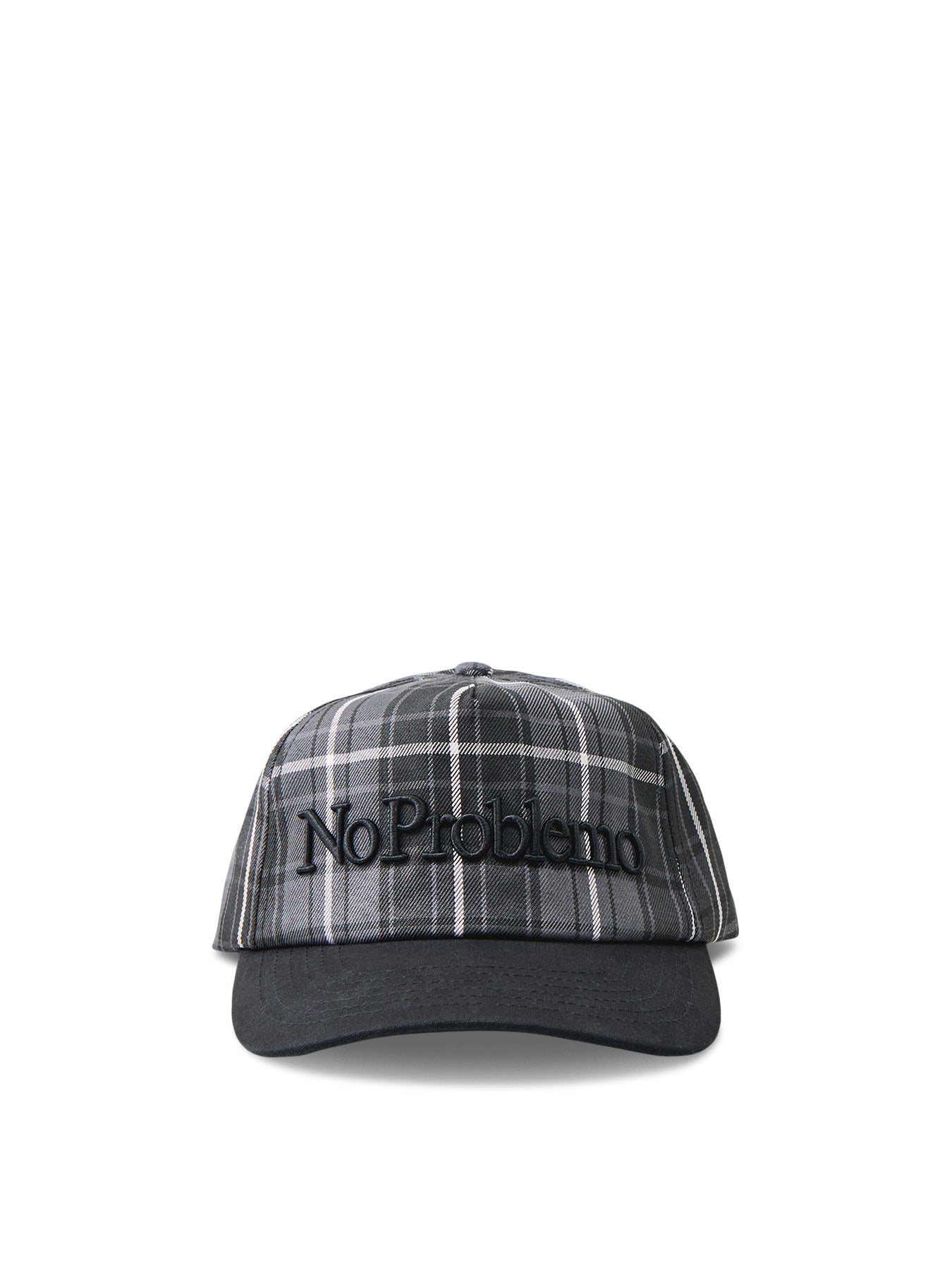 Plaid Cotton Cap Black