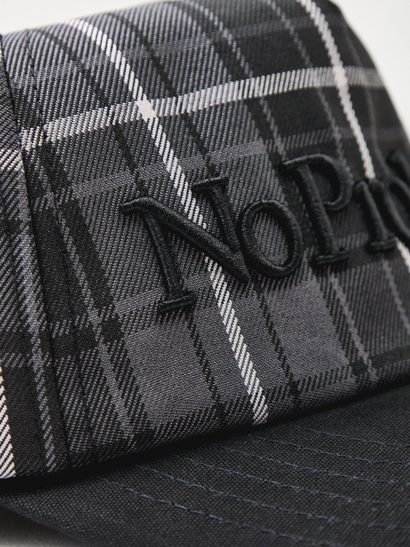 Plaid Cotton Cap Black