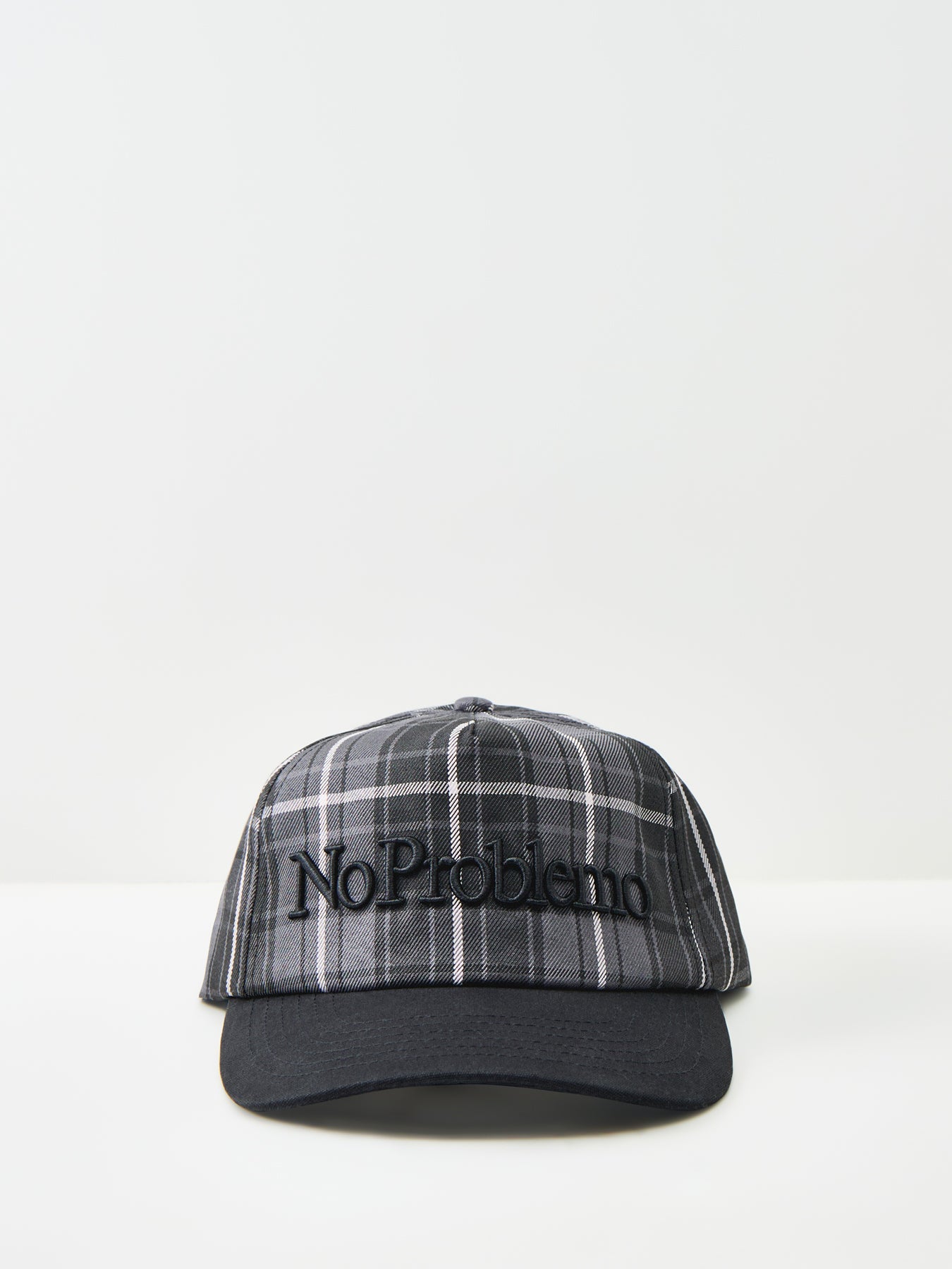 Plaid Cotton Cap Black