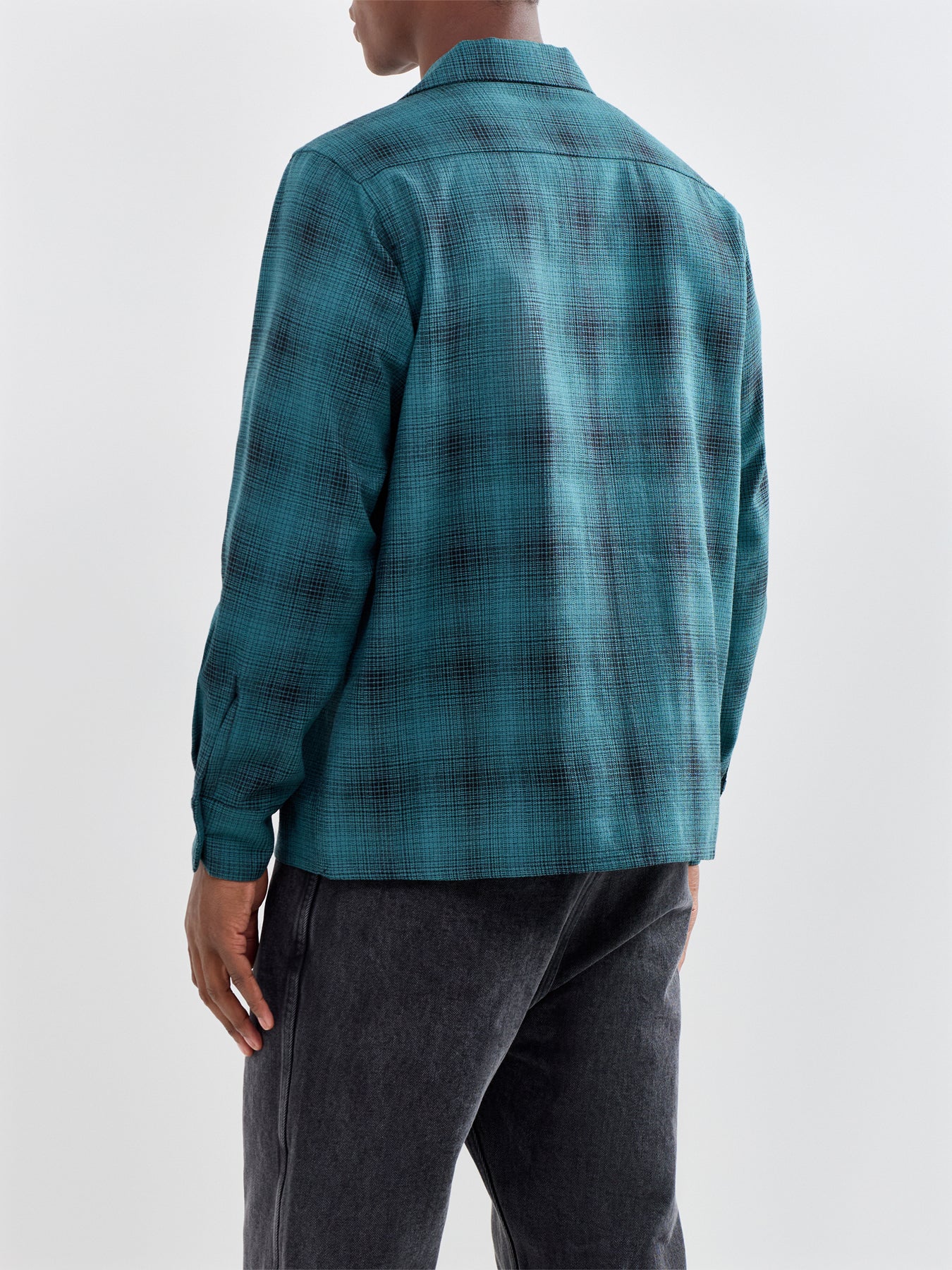 One-Up Wool Shadow Plaid Shirt Blue