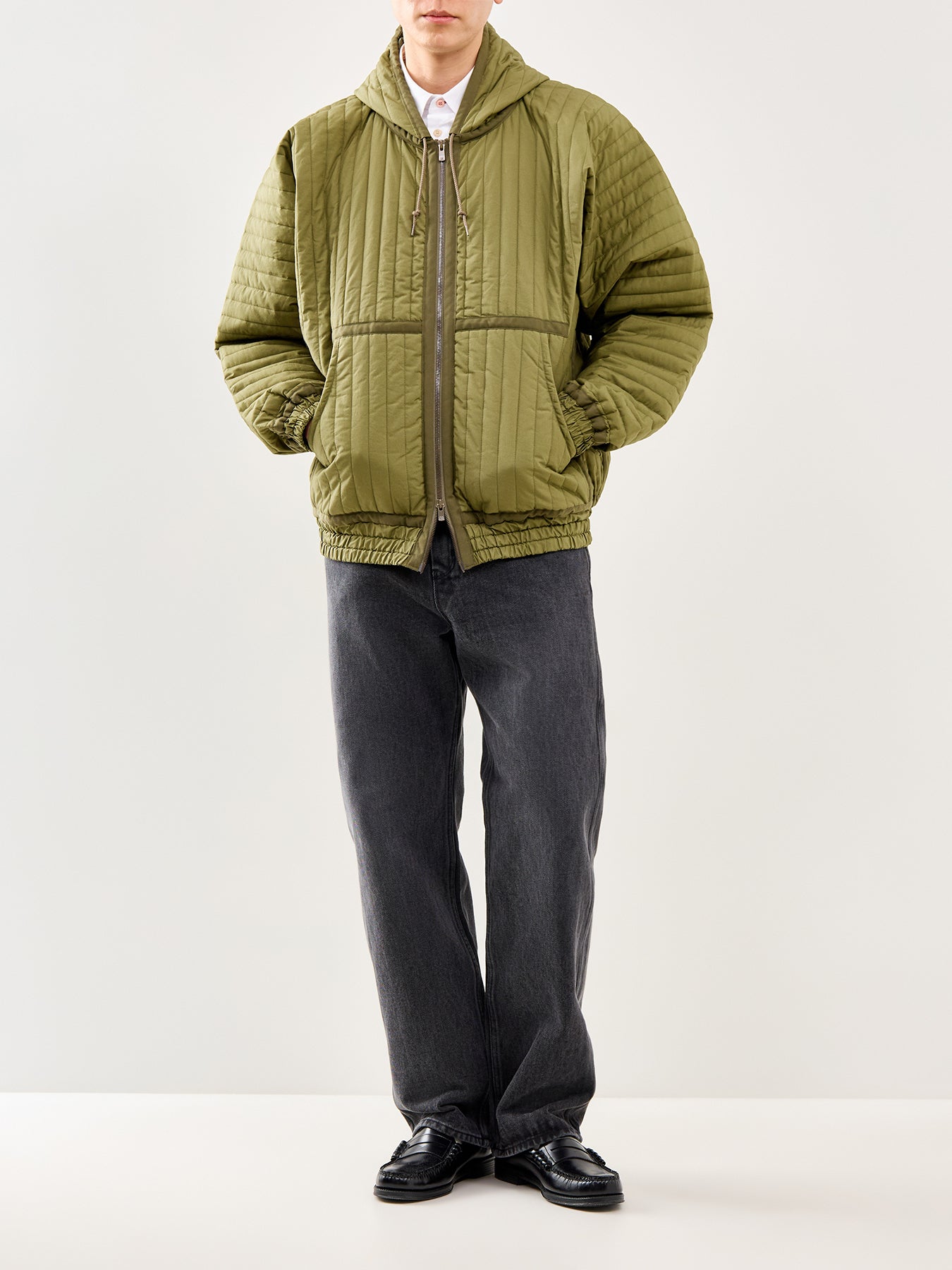 Quilted Hooded Jacket Olive