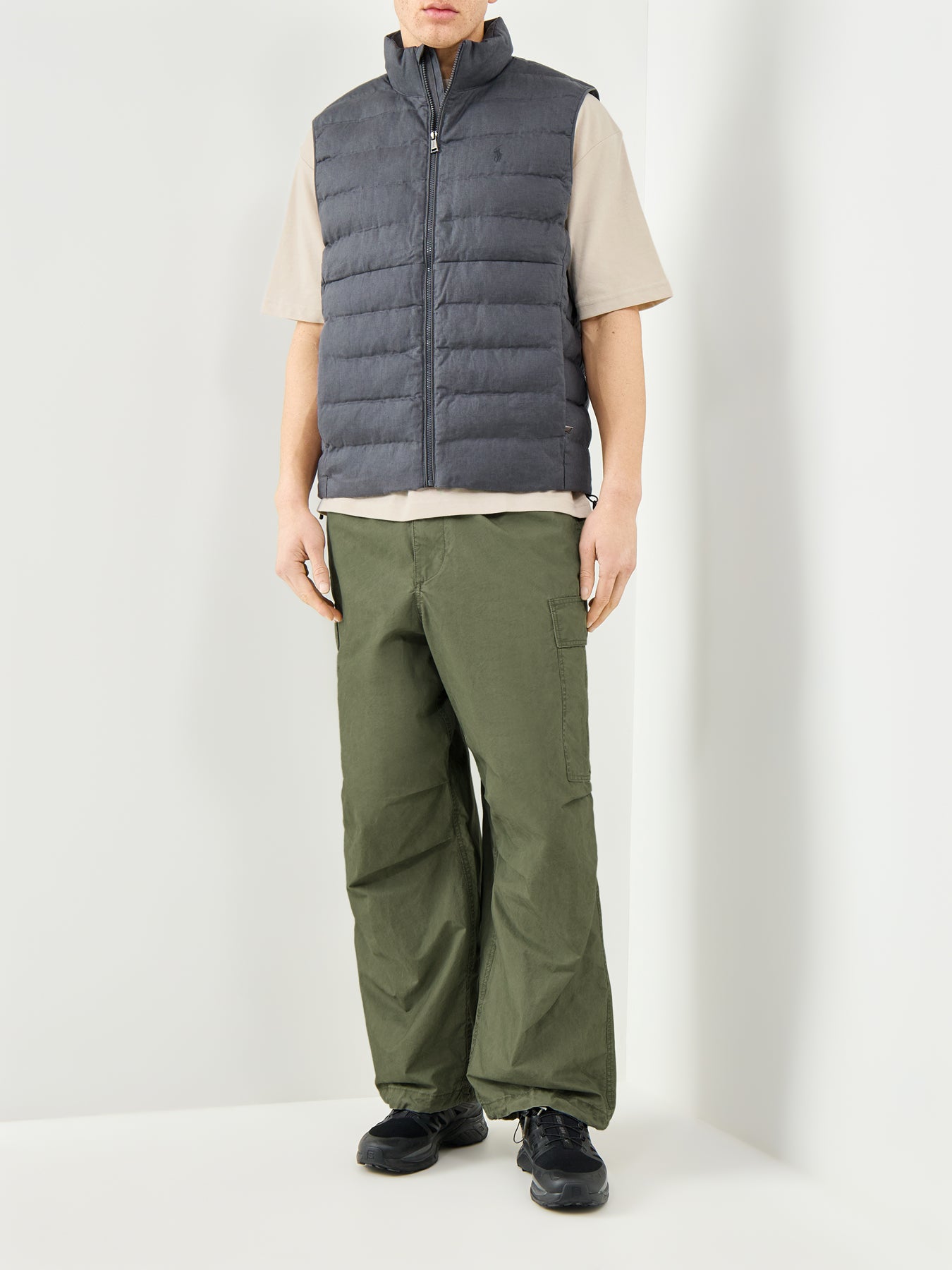 Light Puffer Linen Gilet Grey