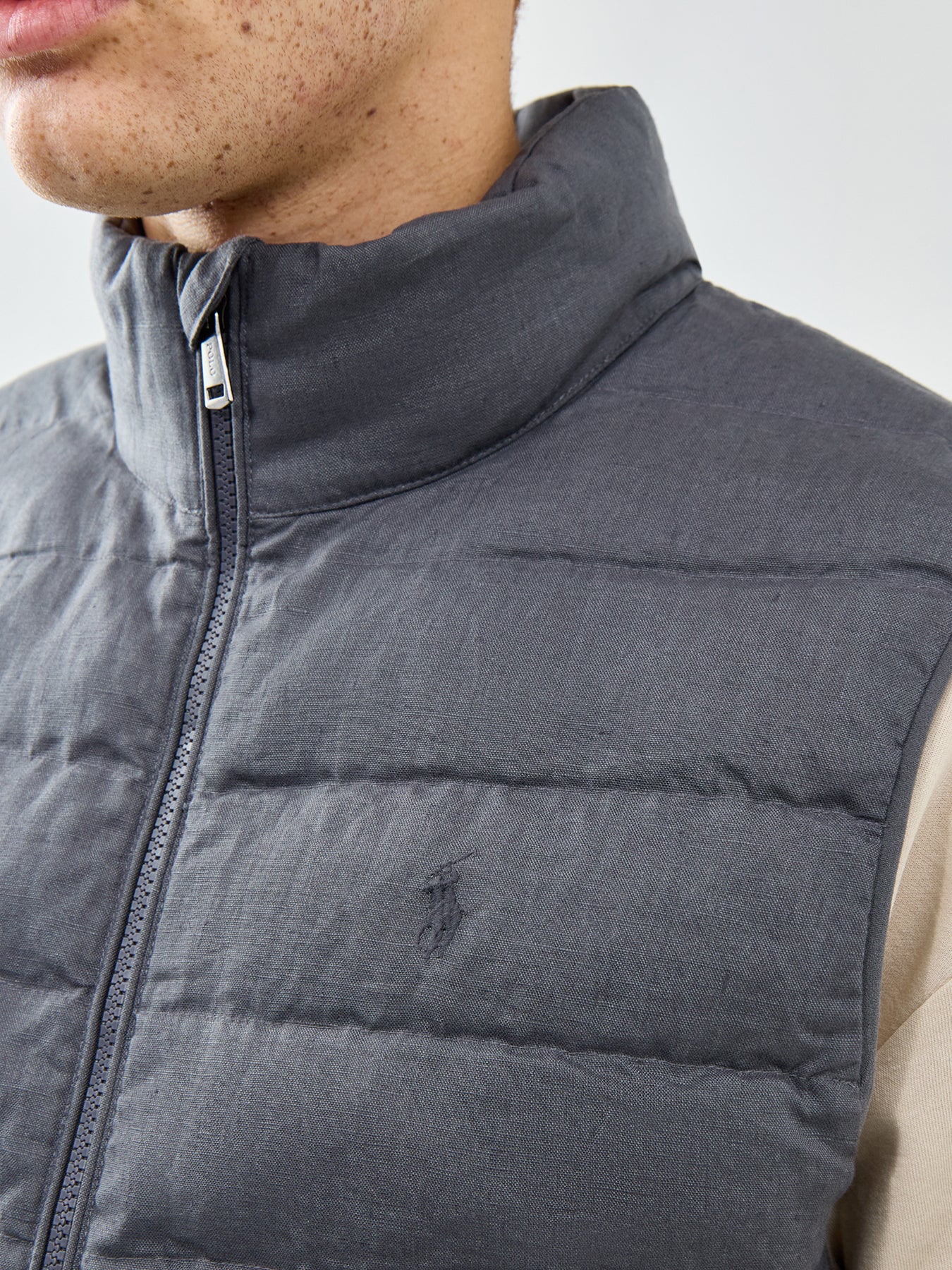Light Puffer Linen Gilet Grey