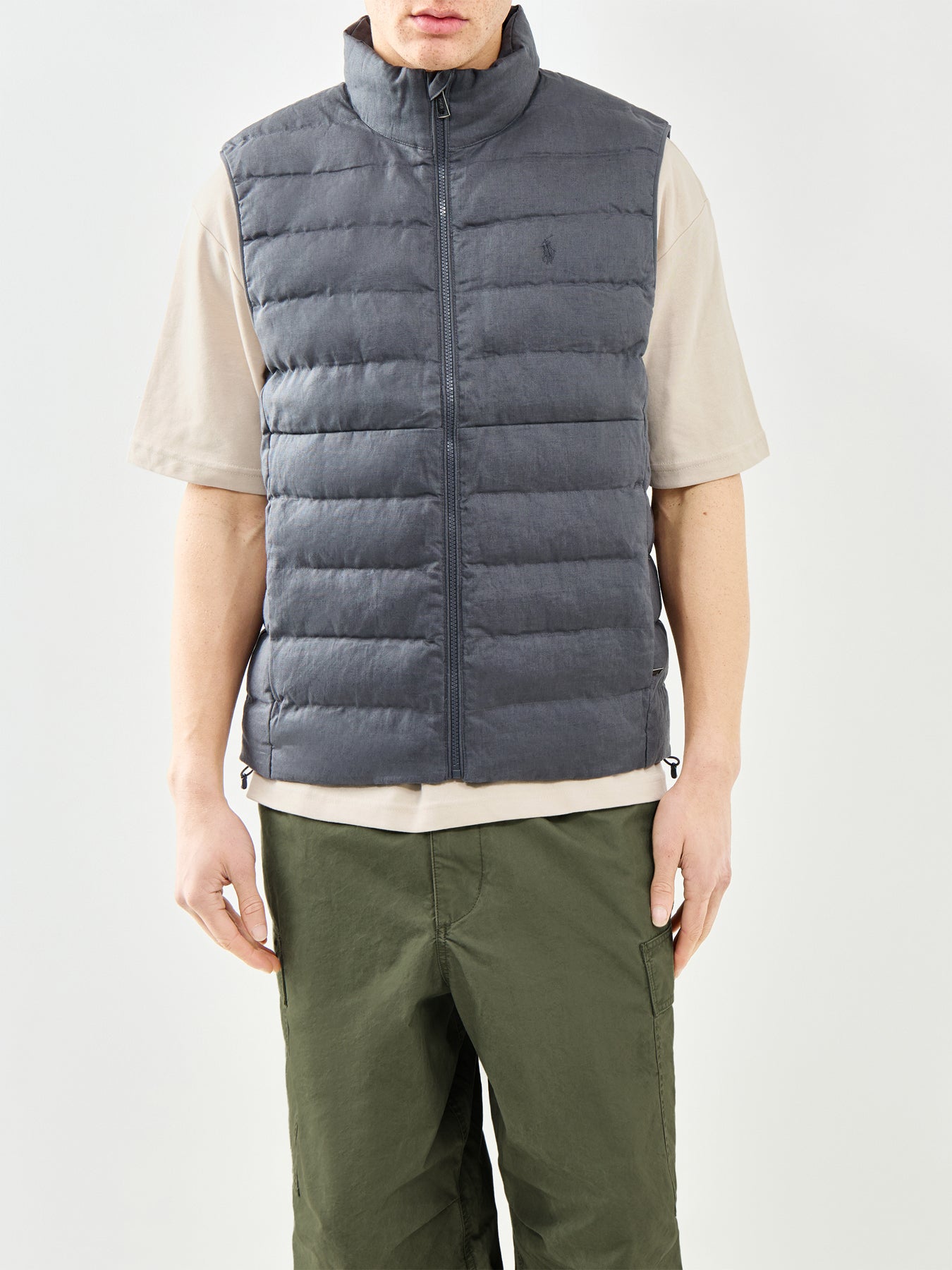 Light Puffer Linen Gilet Grey