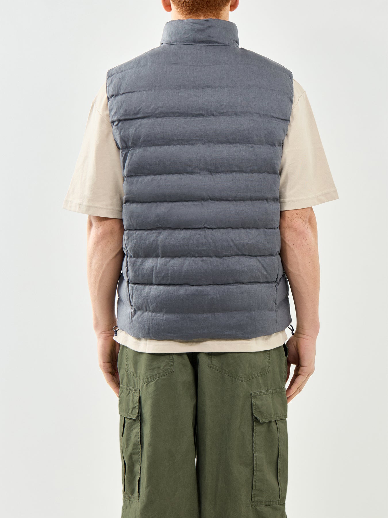 Light Puffer Linen Gilet Grey