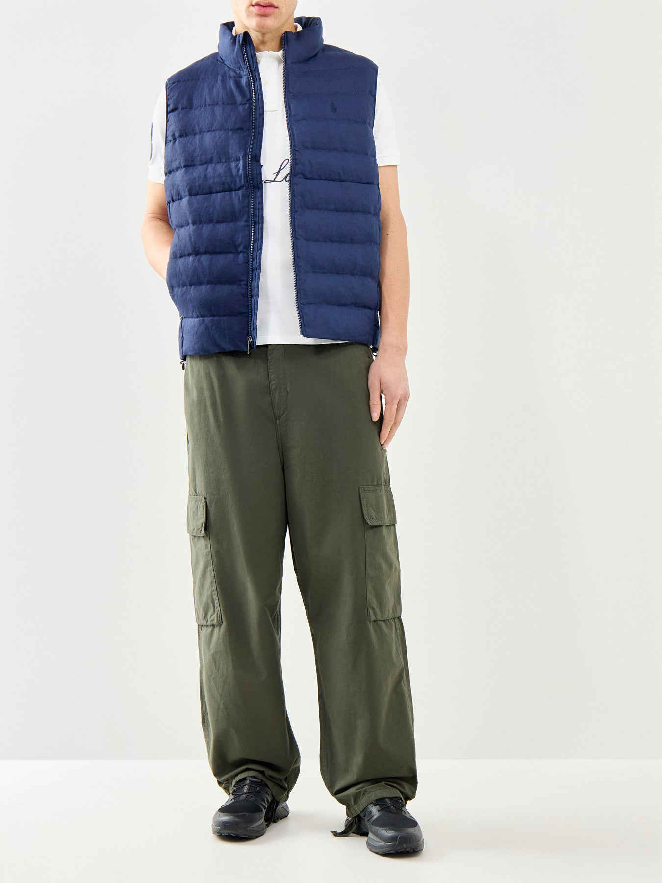 Light Puffer Linen Gilet Navy