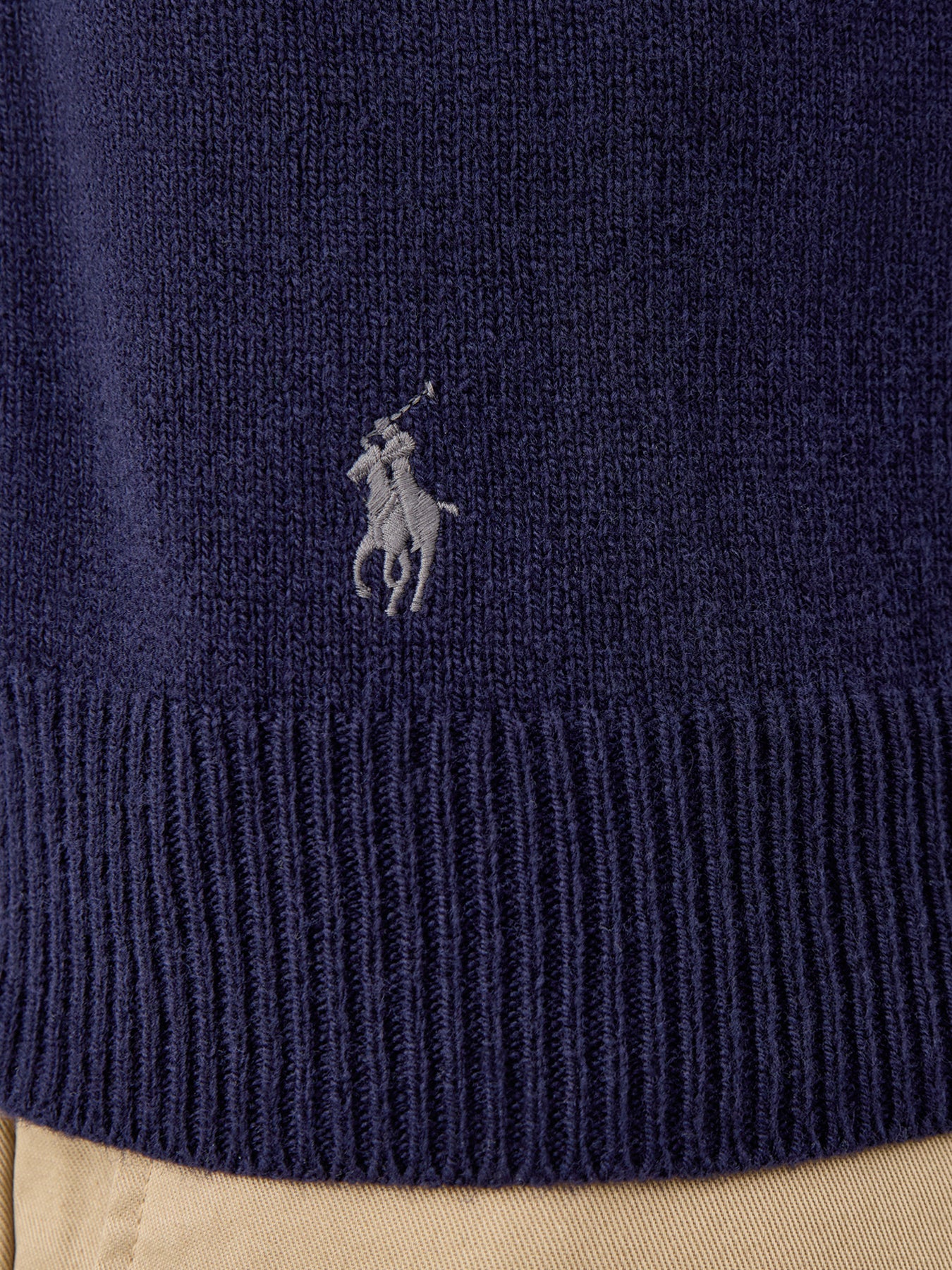 Roll Neck Cotton Wool Knit Navy