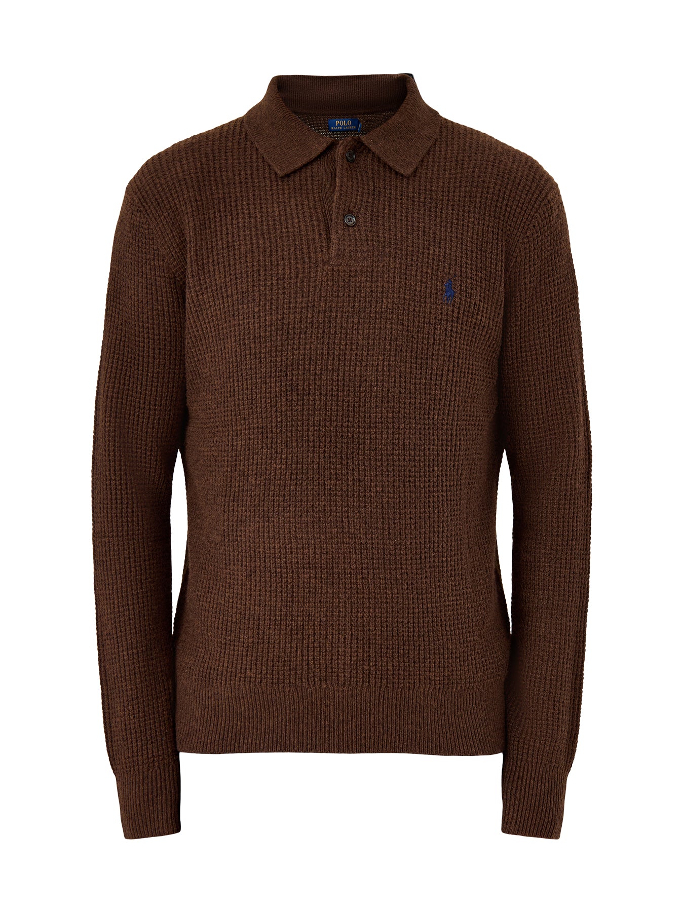 Cotton Wool Knitted Polo Shirt Brown