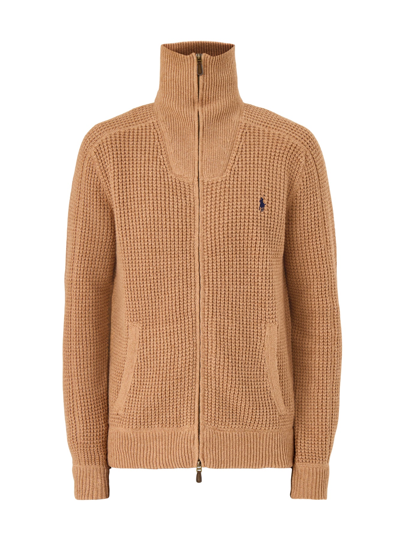 Cotton Wool Full Zip Knit Brown