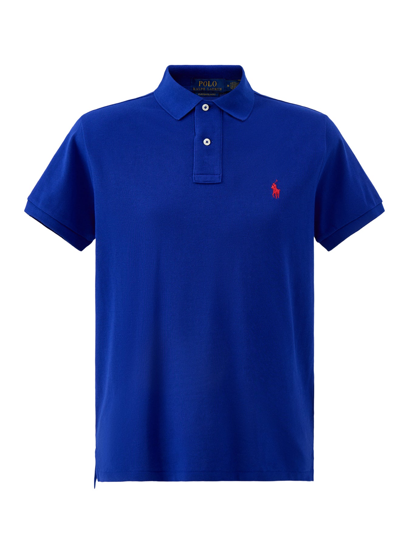Custom Fit Cotton Polo Shirt Blue