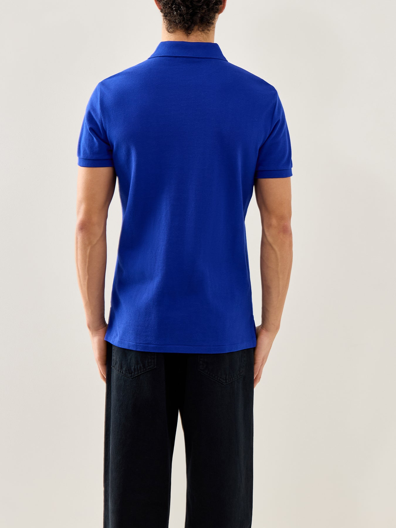 Custom Fit Cotton Polo Shirt Blue