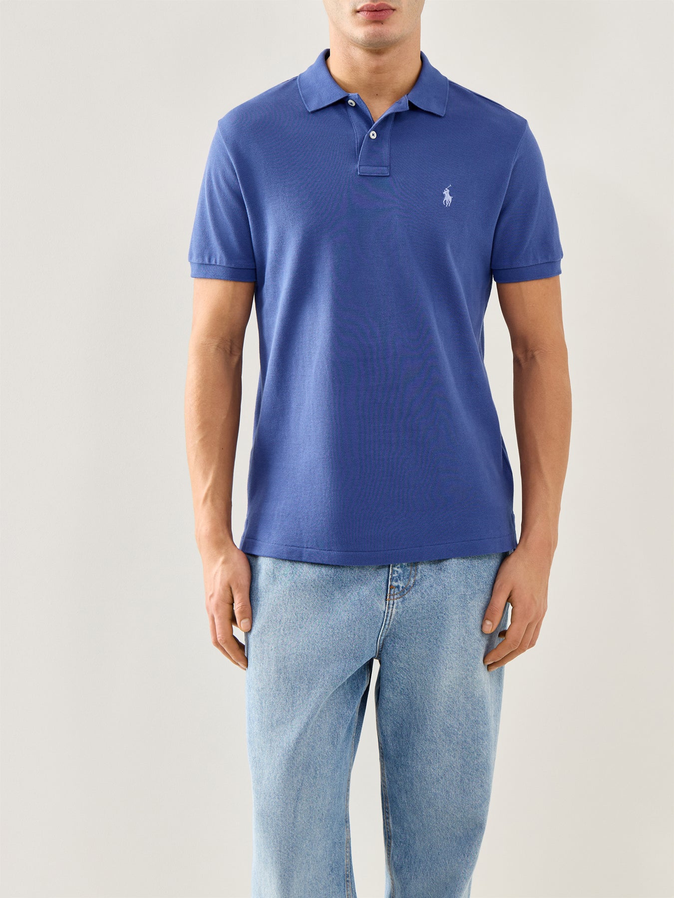 Custom Fit Cotton Polo Top Blue