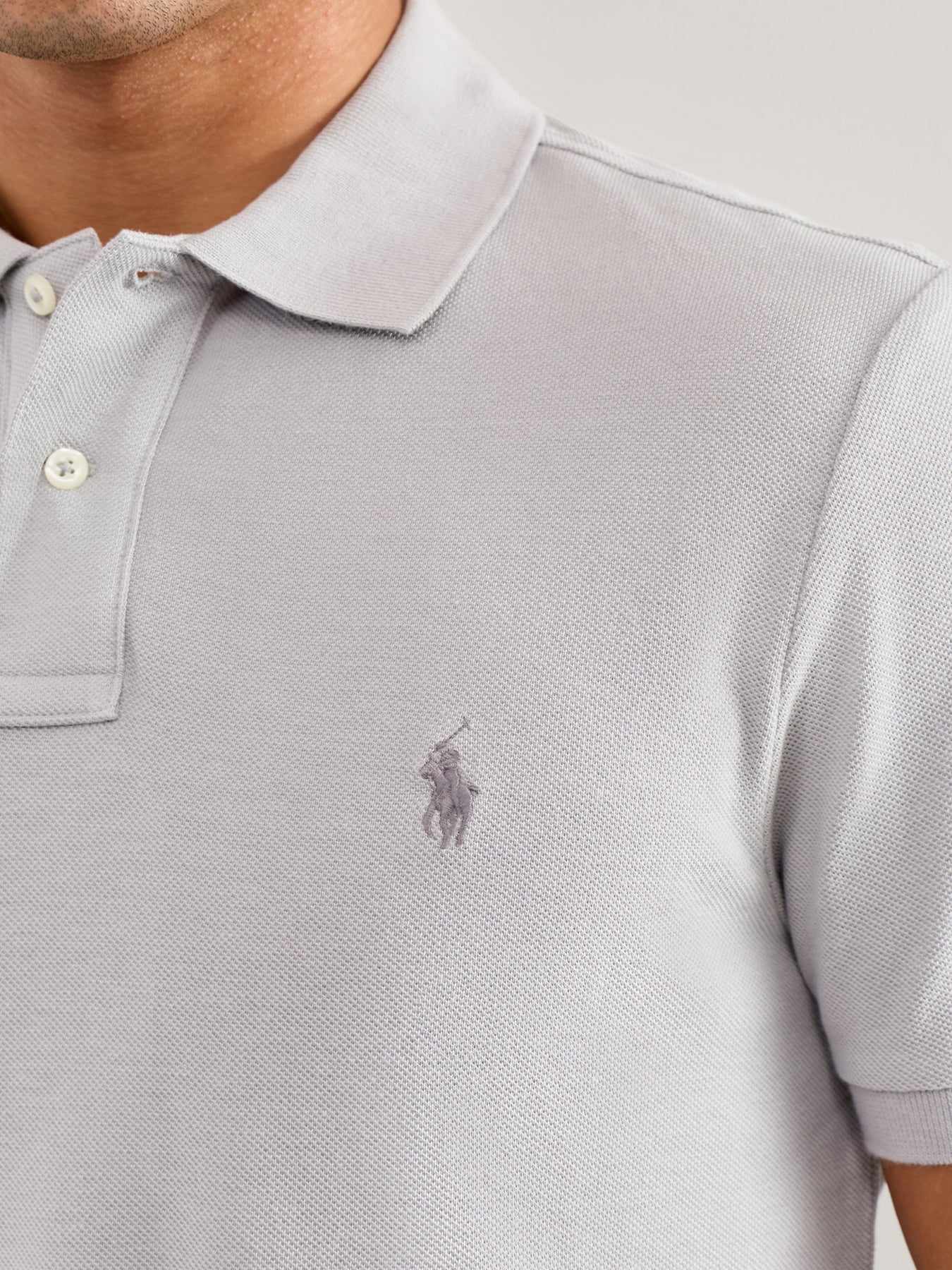 Custom Fit Cotton Polo Top Grey