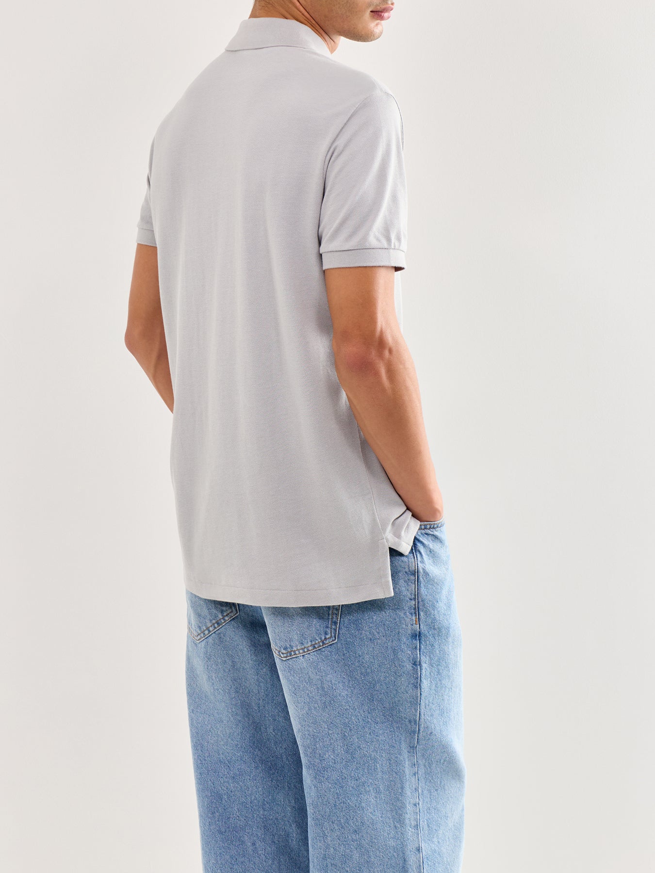 Custom Fit Cotton Polo Top Grey