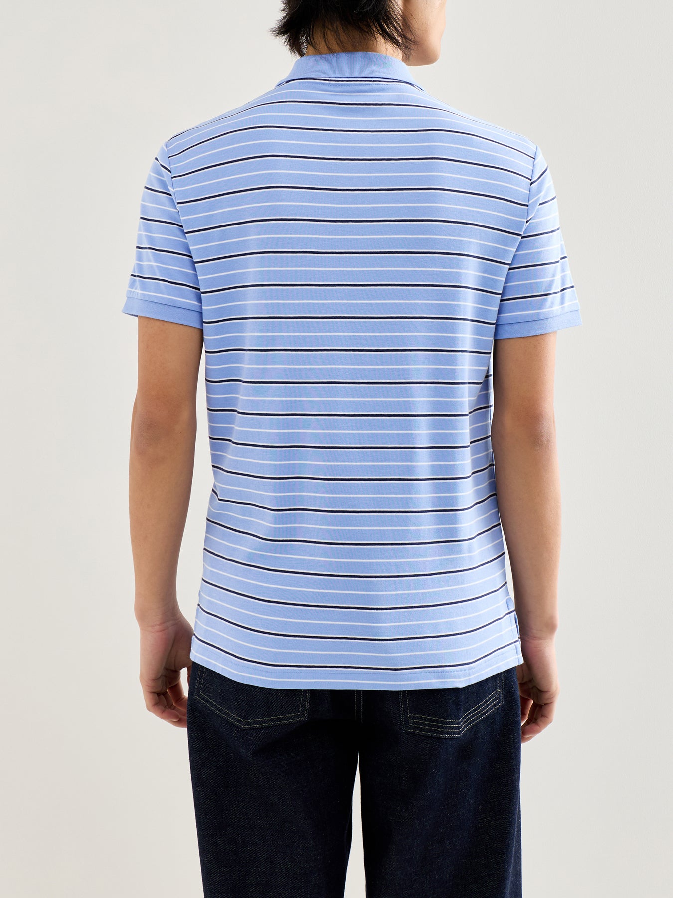 Striped Interlock Polo Top Blue