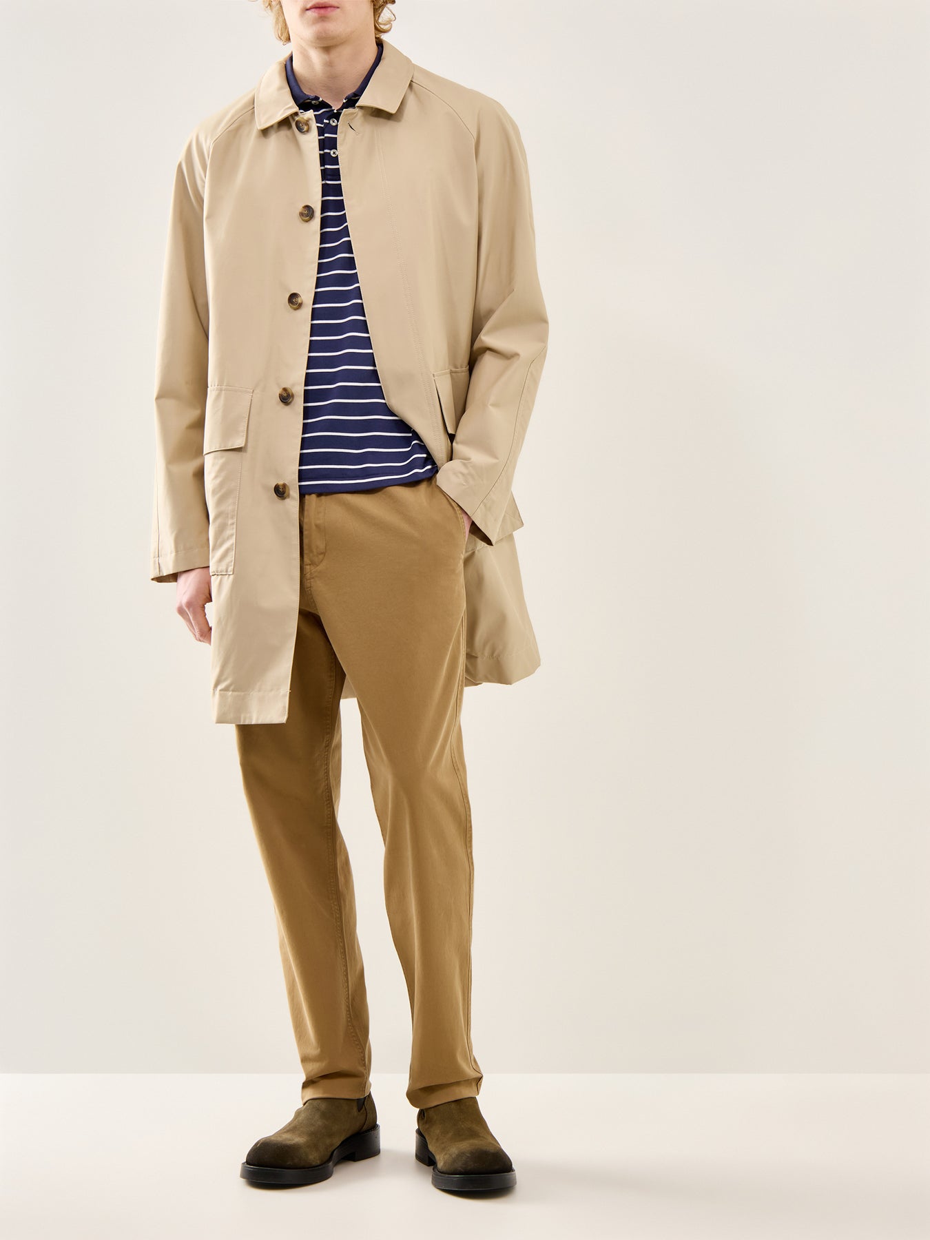 Striped Interlock Cotton Polo Shirt Navy White