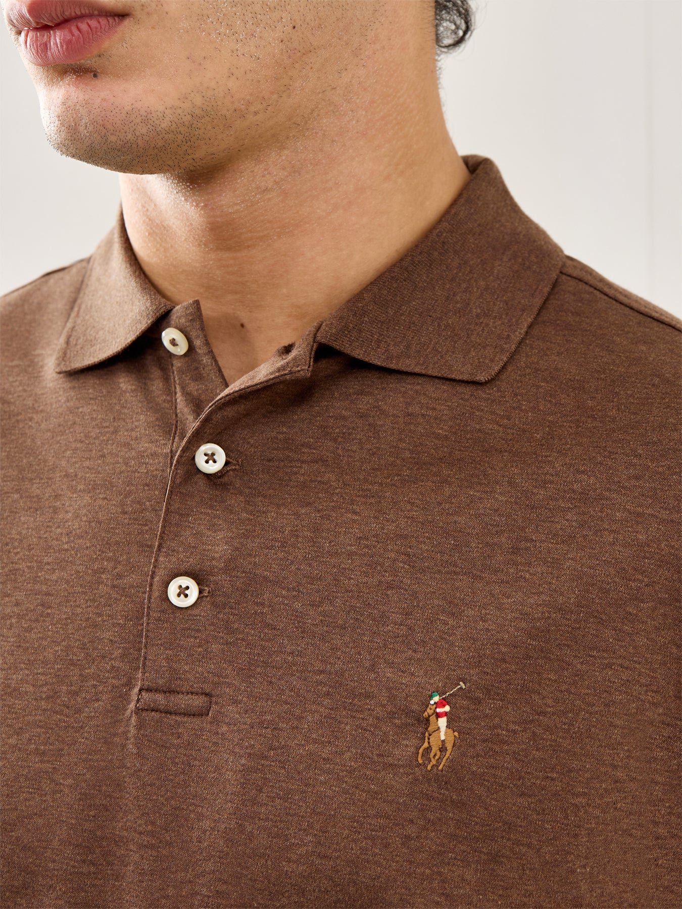 Pima Cotton Polo Top Brown