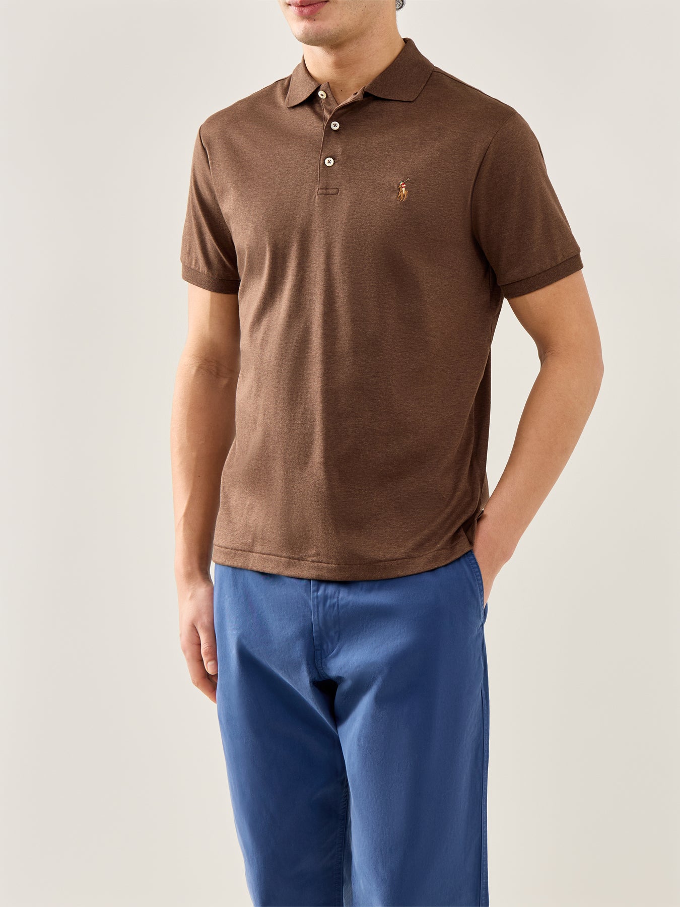 Pima Cotton Polo Top Brown