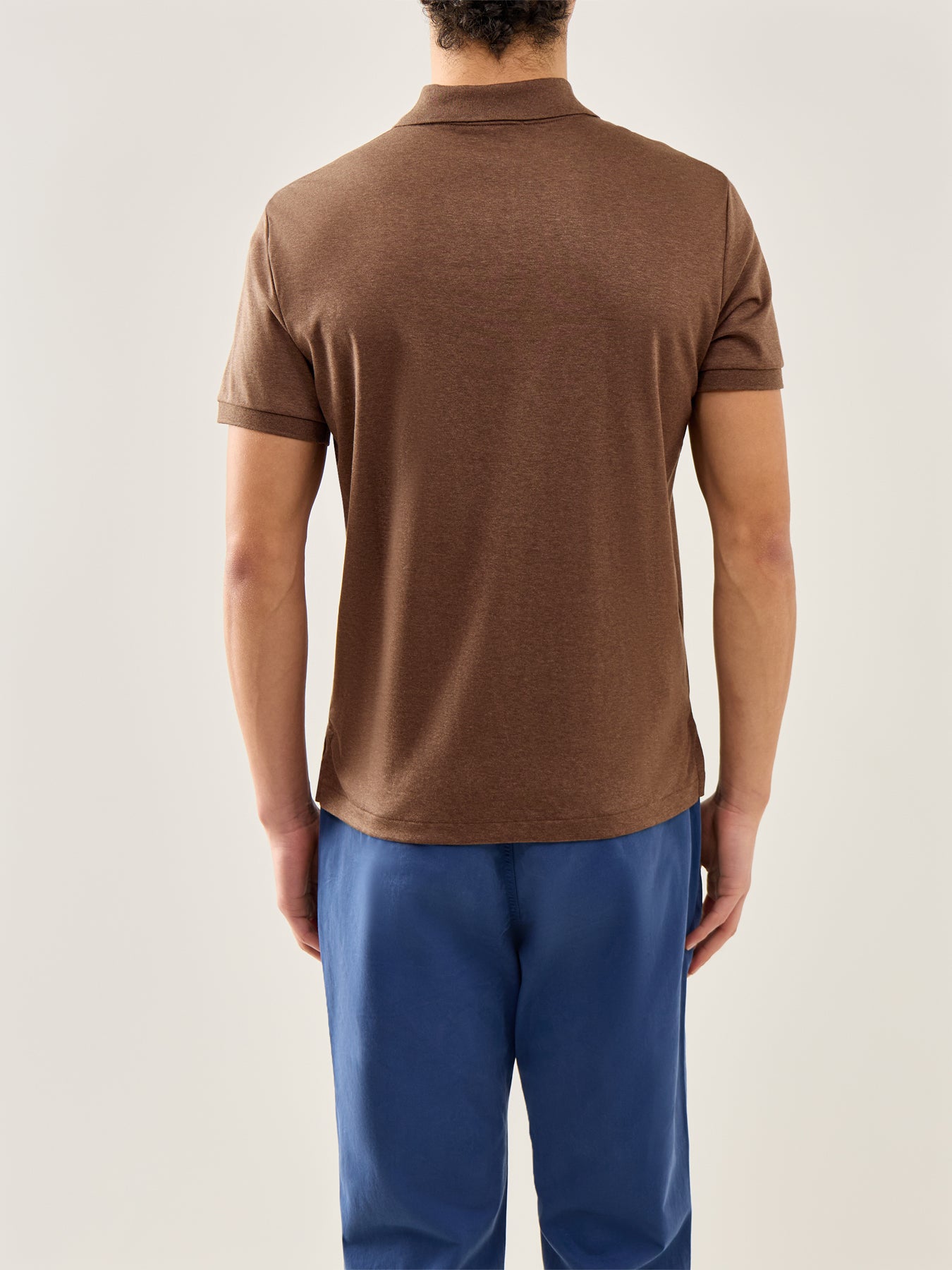 Pima Cotton Polo Top Brown