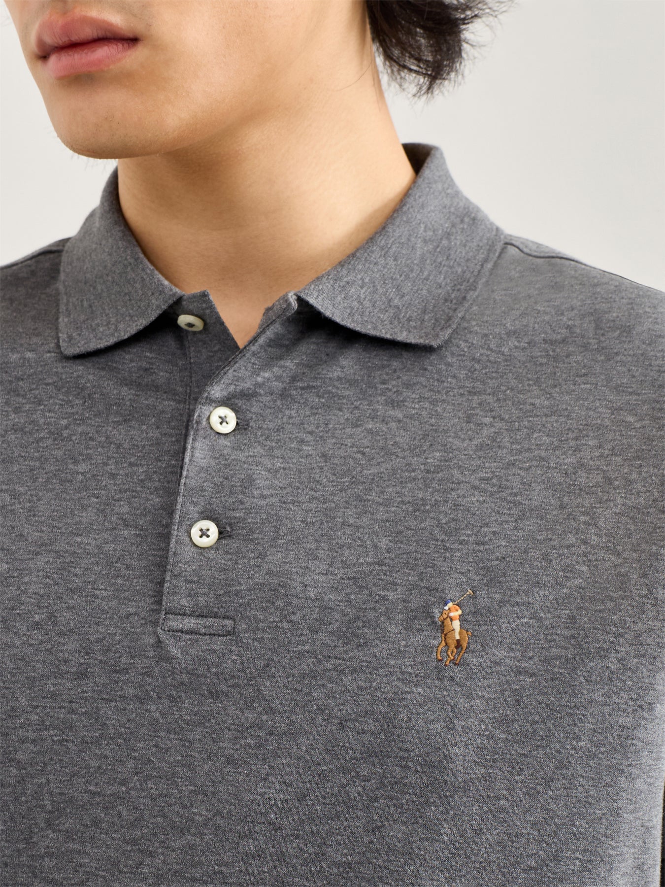 Pima Cotton Polo Top Grey
