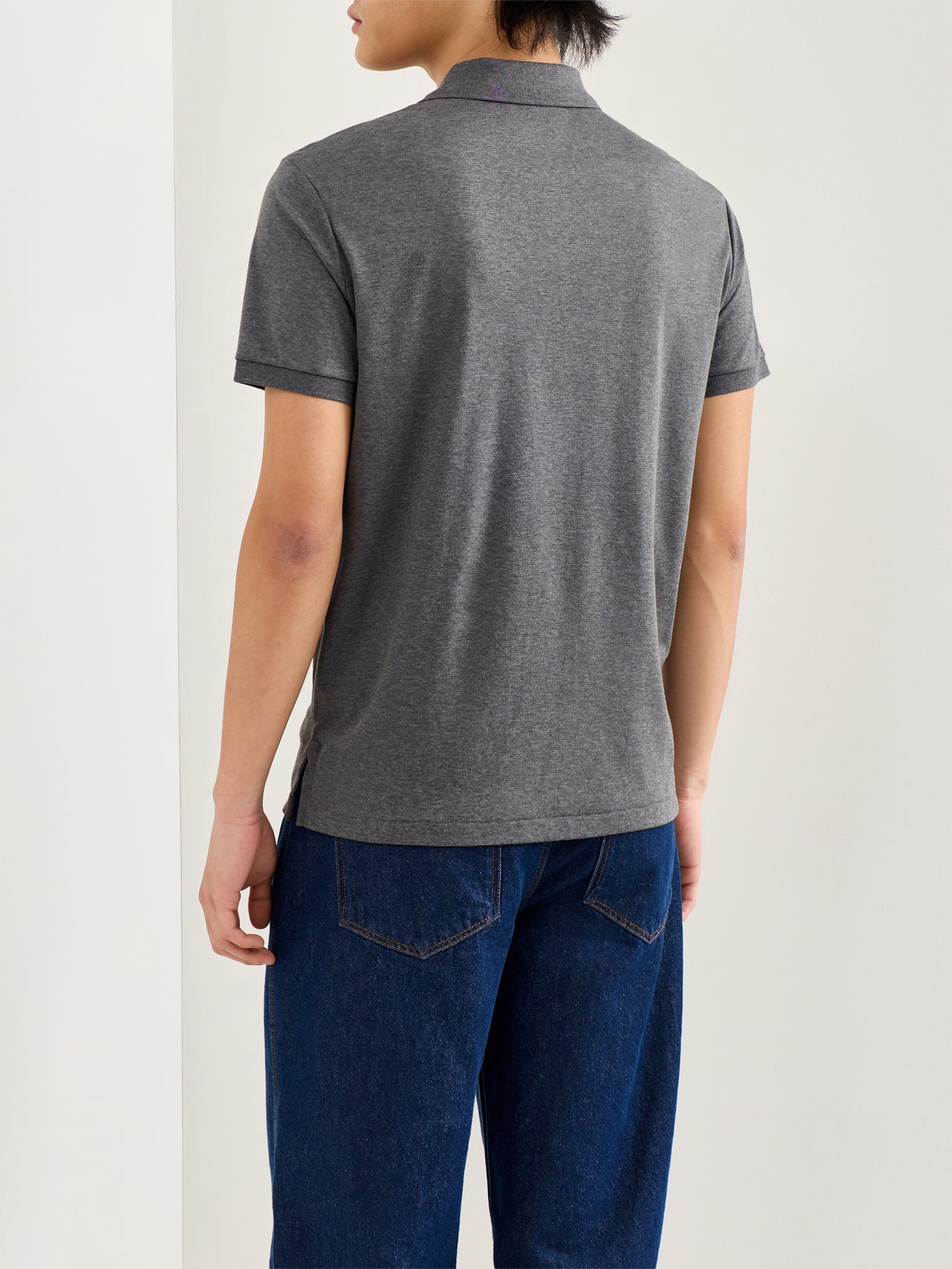 Pima Cotton Polo Top Grey