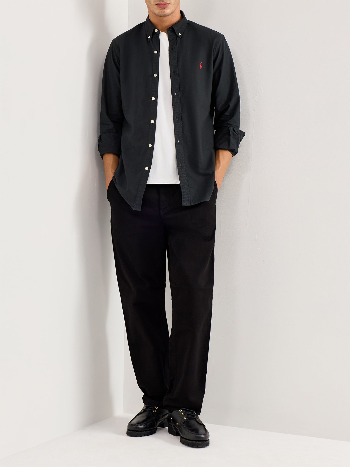 Slim Fit Oxford Shirt Black