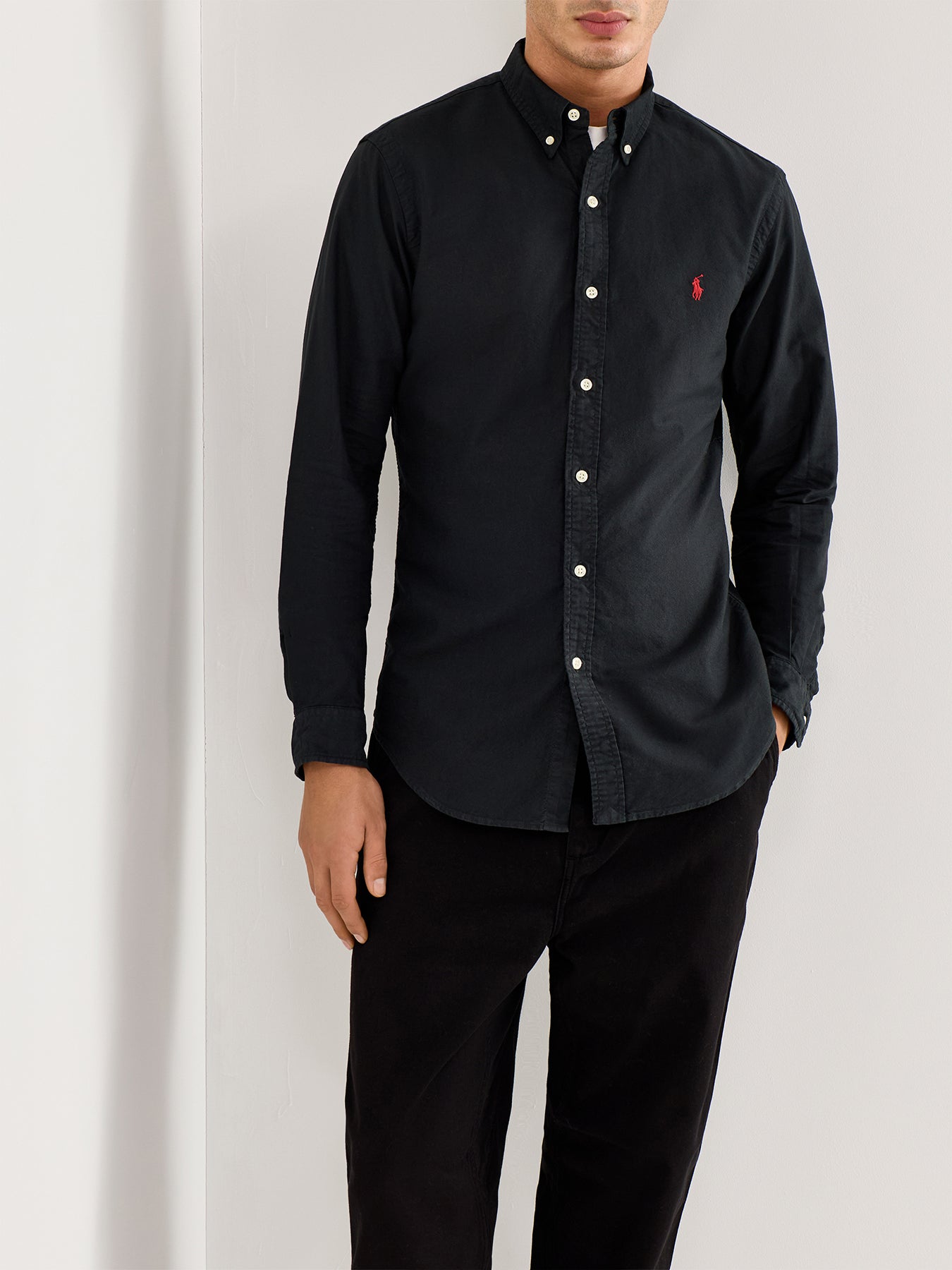 Slim Fit Oxford Shirt Black