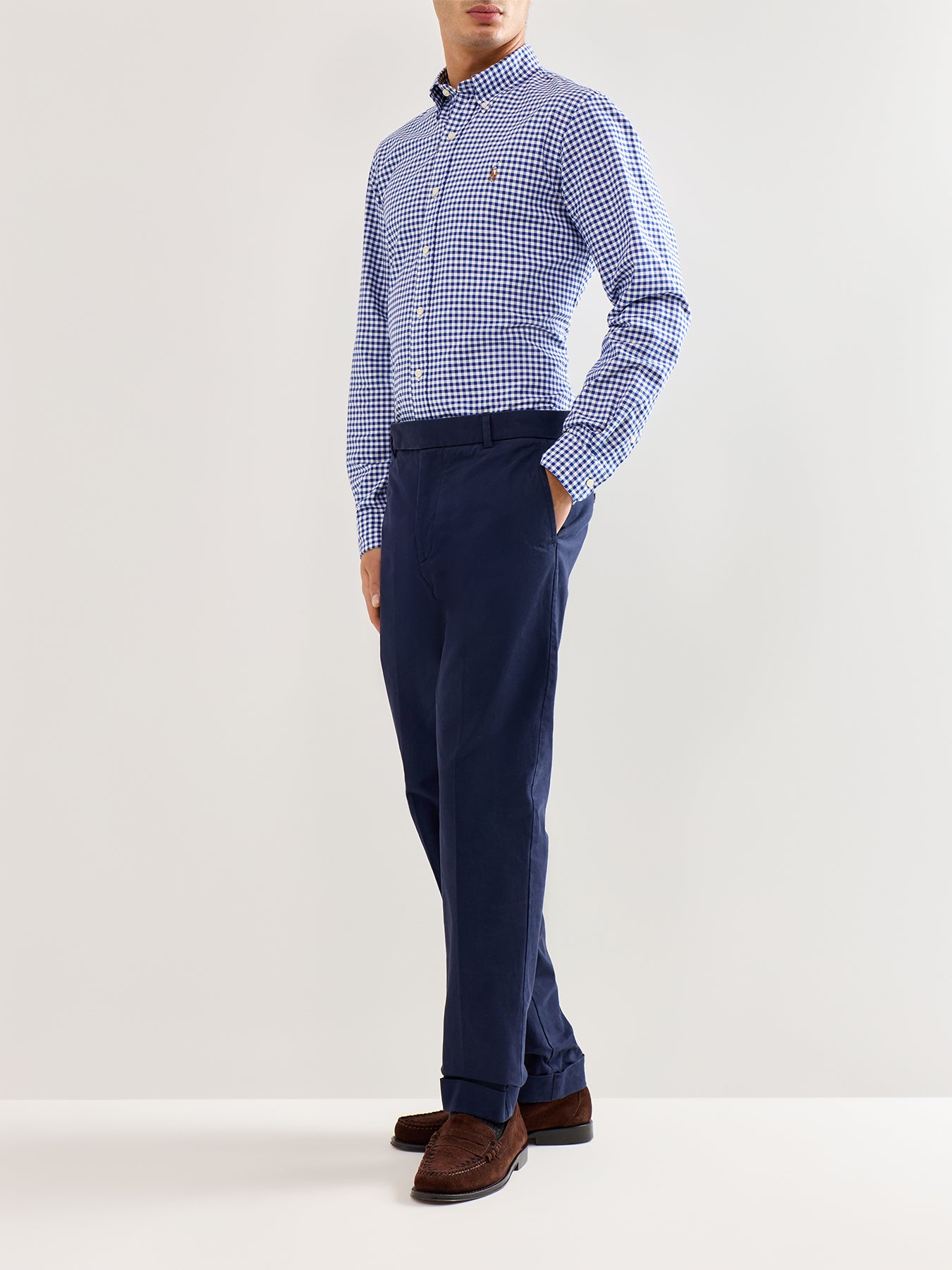 Custom Fit Oxford Check Shirt Blue