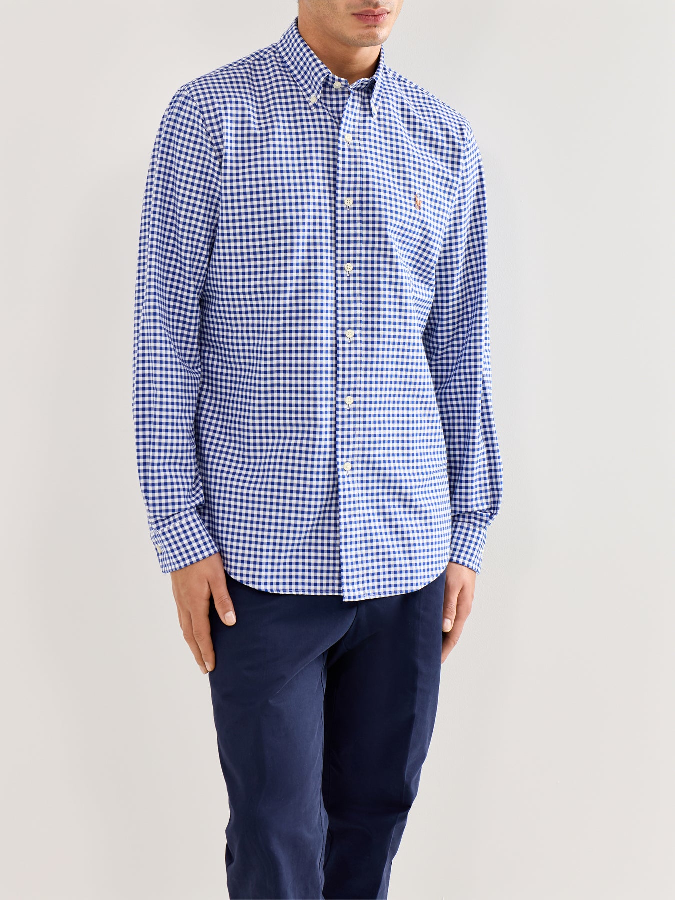 Custom Fit Oxford Check Shirt Blue