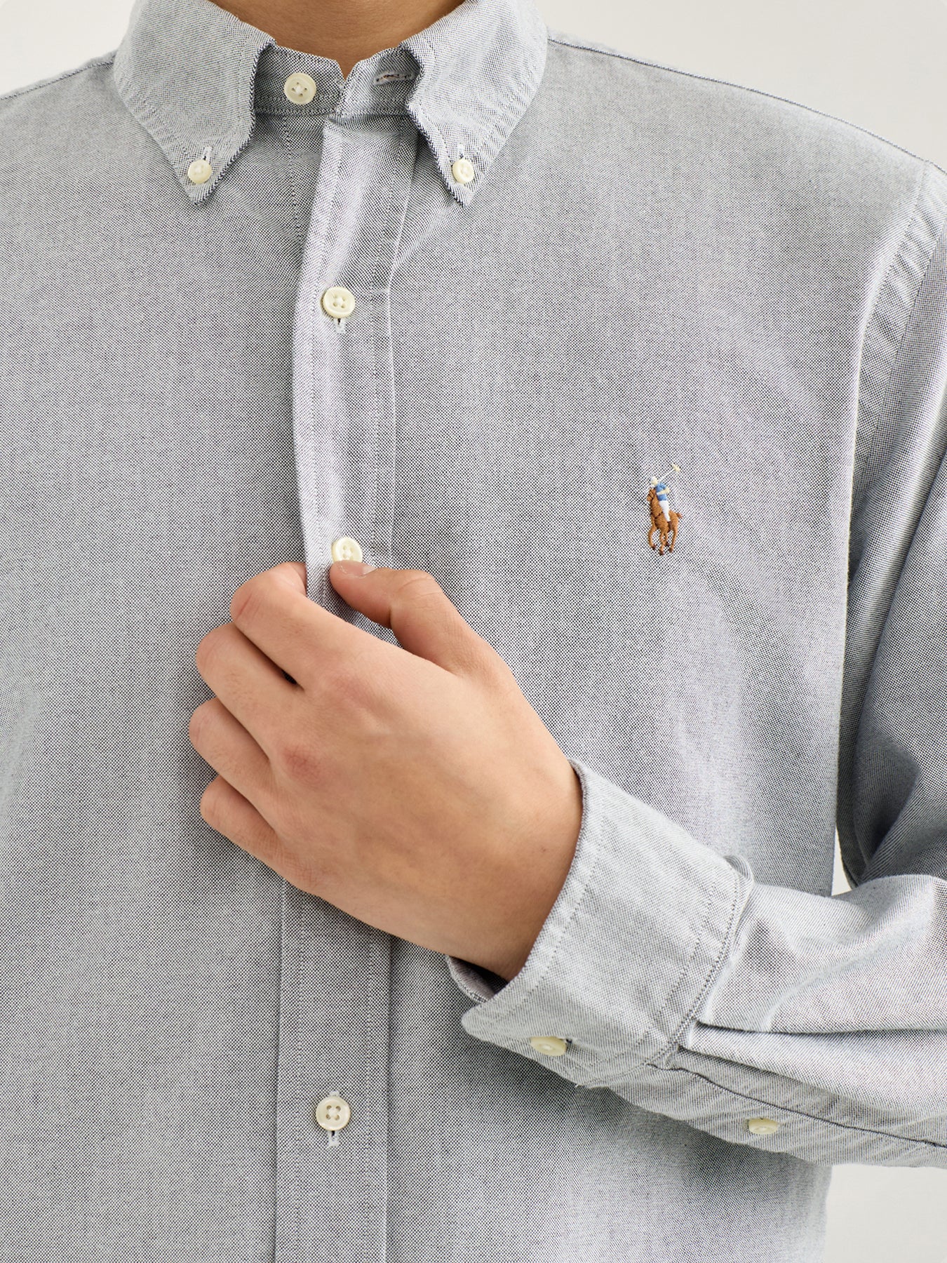 Custom Fit Oxford Shirt Grey