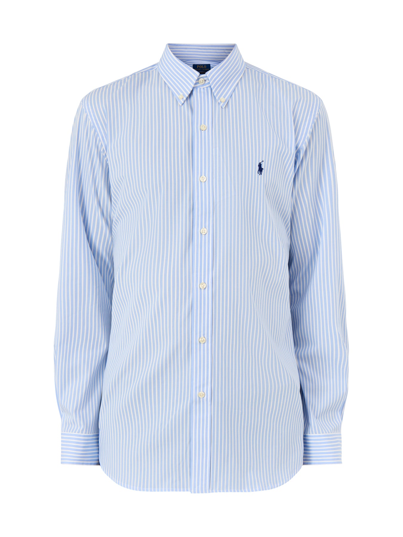 Custom Fit Stretch Poplin Stripe Shirt Blue
