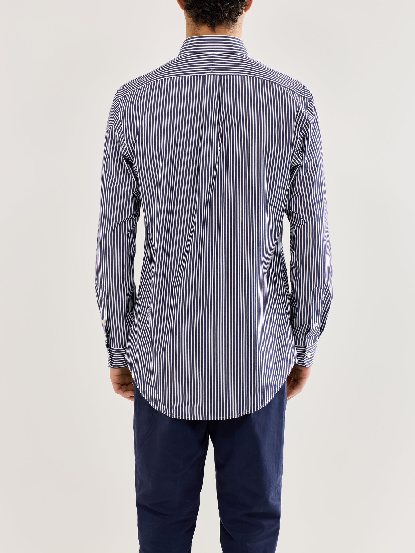 Custom Fit Stretch Poplin Stripe Shirt Blue/White